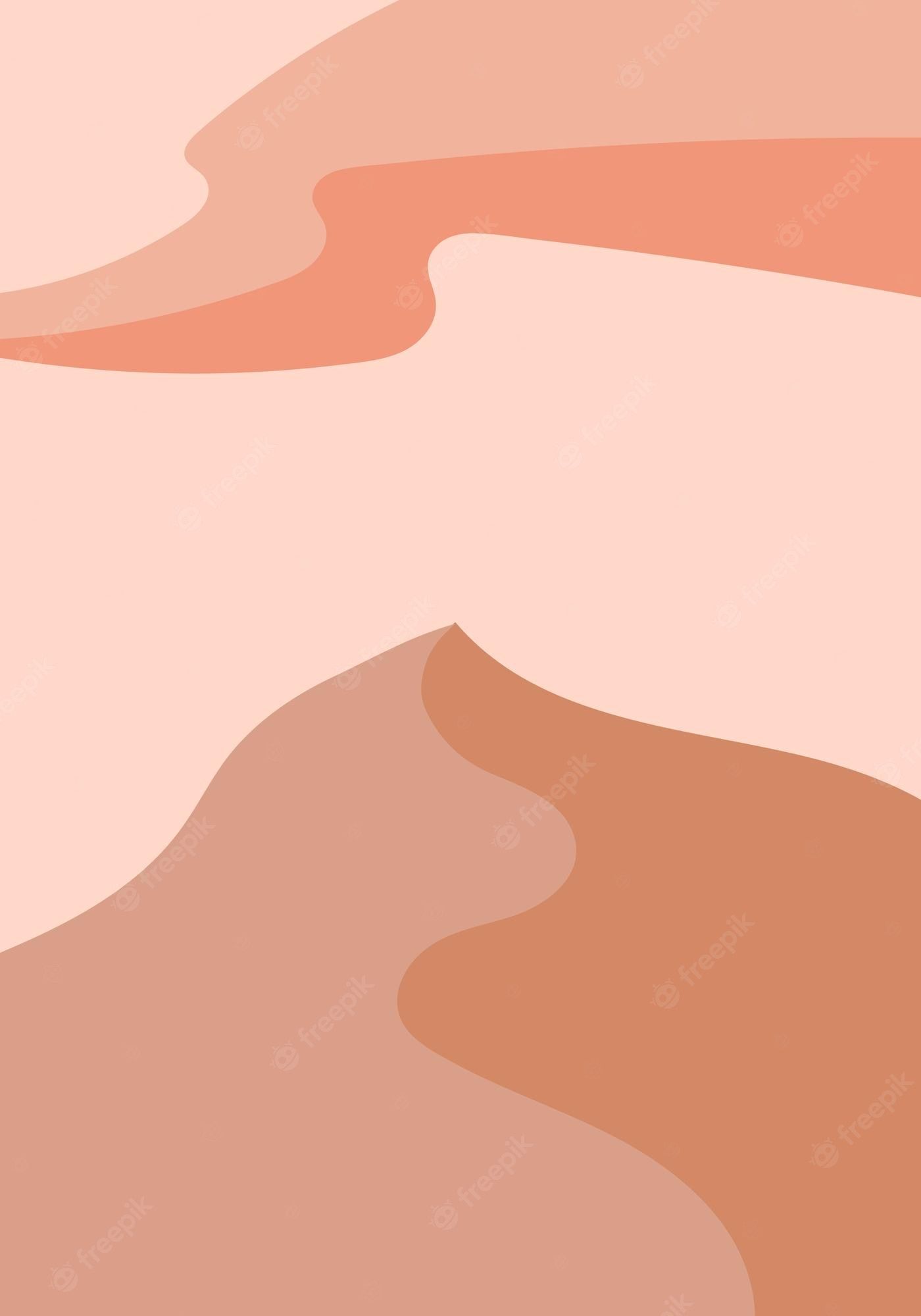 A minimalist landscape illustration of a desert with sand dunes - Sun, abstract, modern