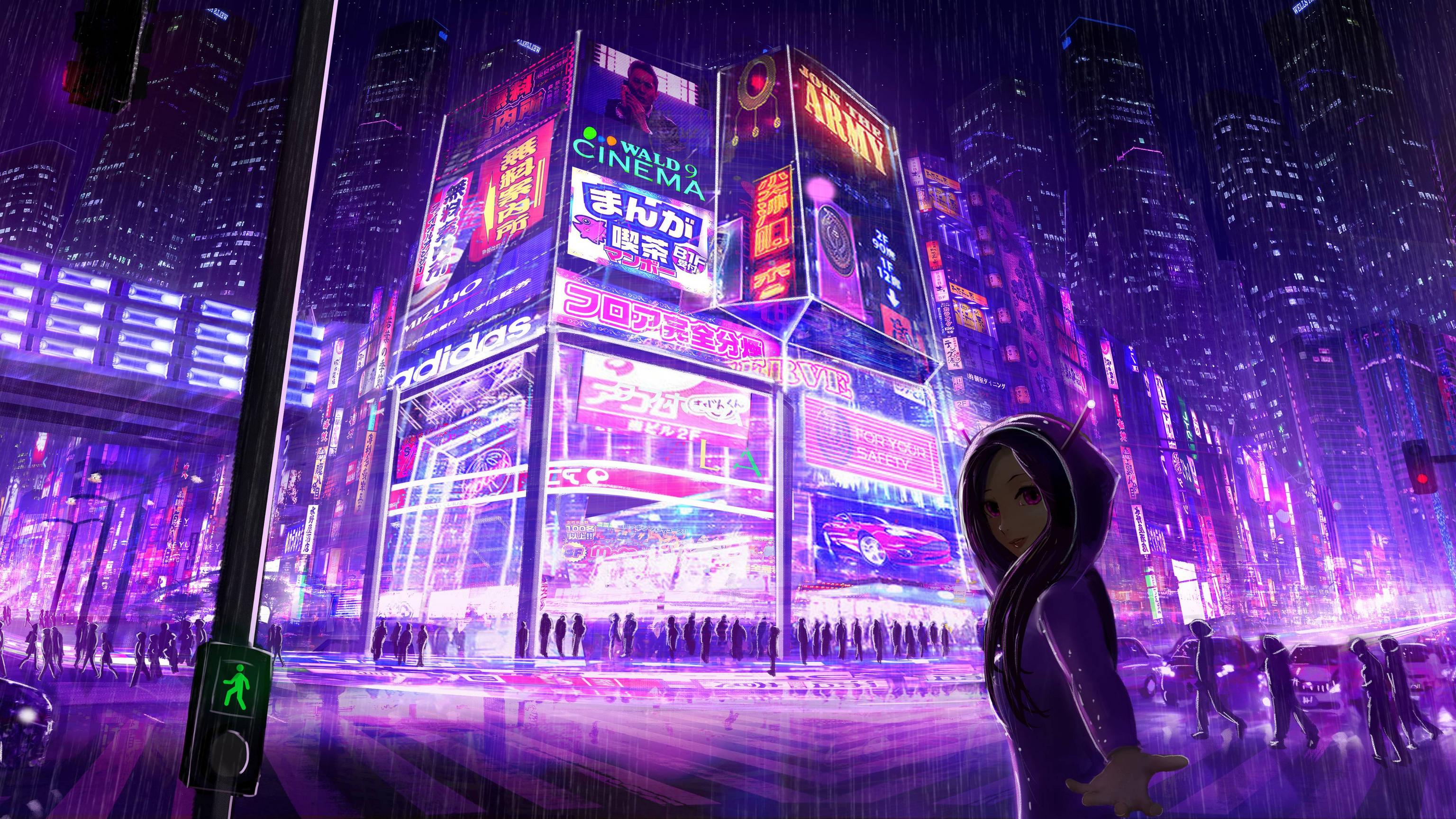 Cyberpunk Cityscape Girl Digital Art 4k HD 4k Wallpaper, Image, Background, Photo and Picture