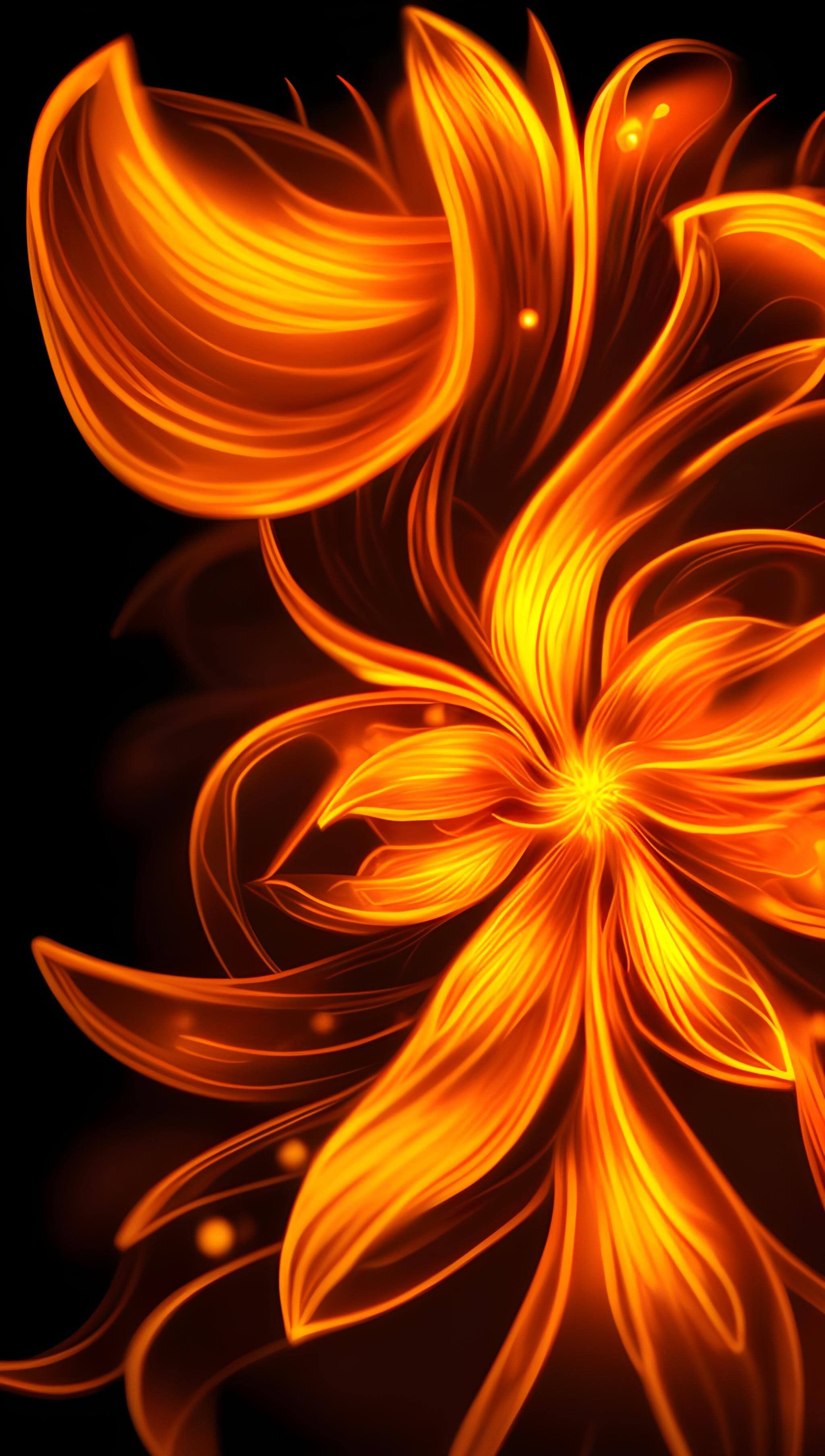 A flame that is orange and yellow - Abstract, flower, fire