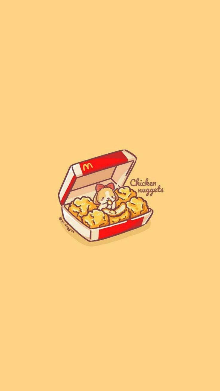 A cute cartoon cat sitting in an open mcdonald's box - Food