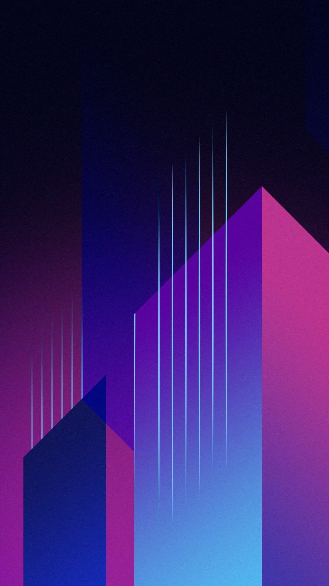 A purple and blue cityscape with lines - Abstract
