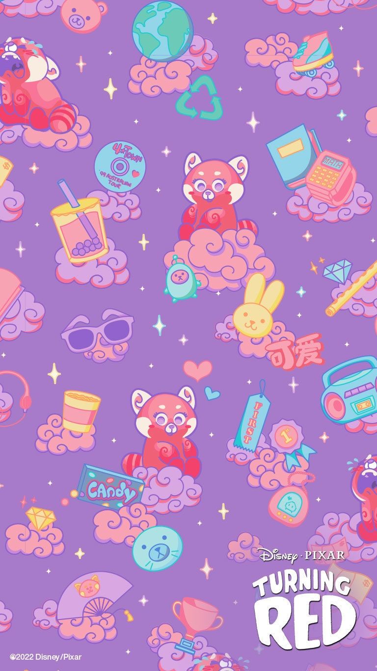 A purple background with various cartoon characters - Kidcore, math