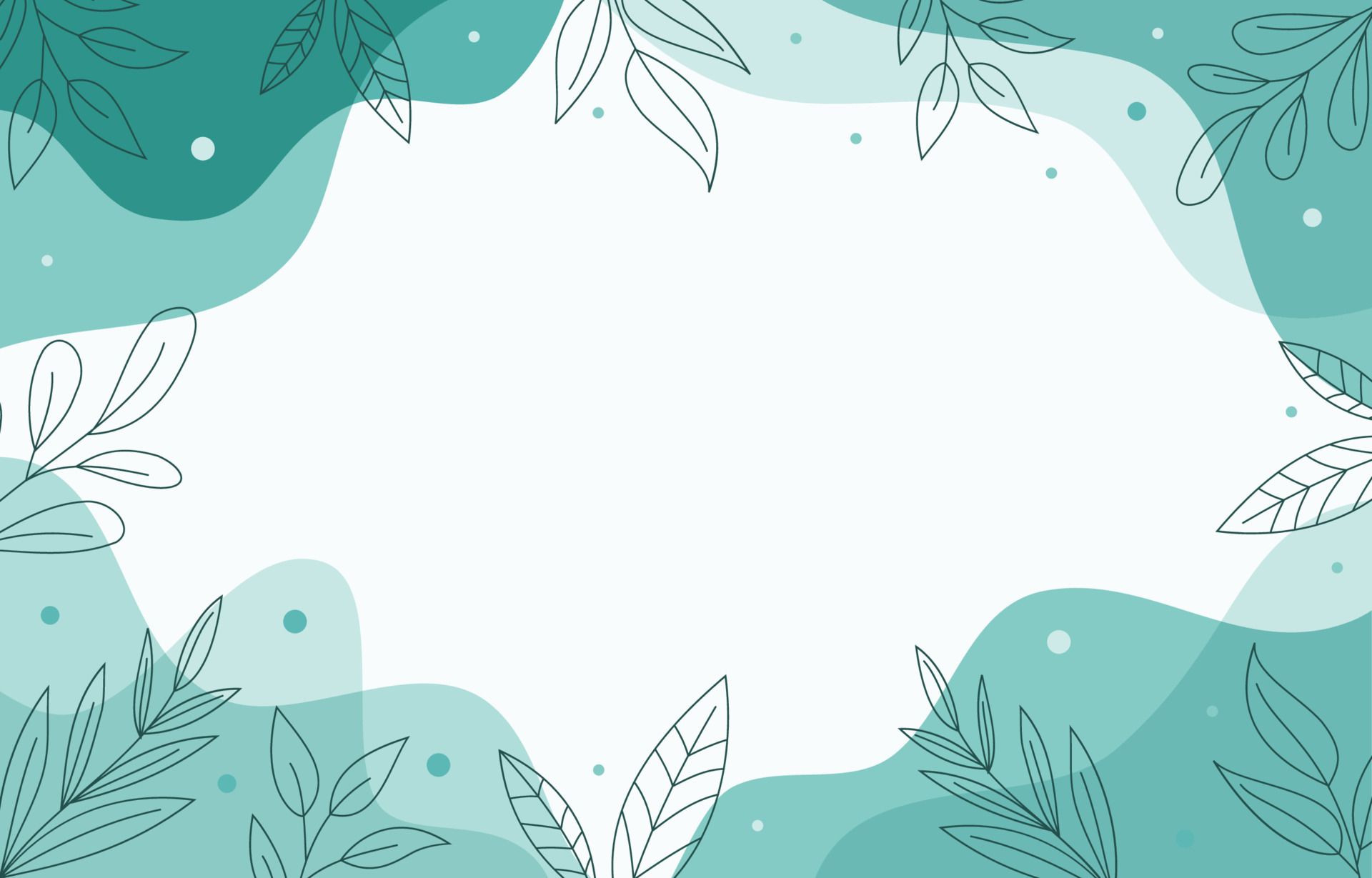 A green and blue background with leaves - Mint green, light green
