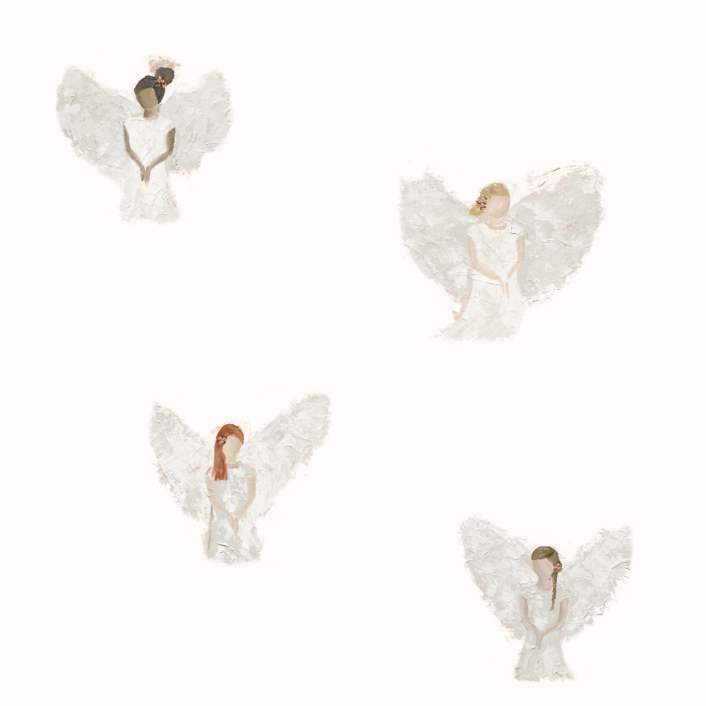 Four watercolor angels on a white background - Angels