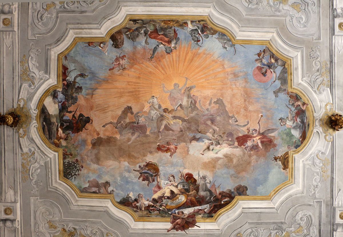 A painting of people on the ceiling - Angels