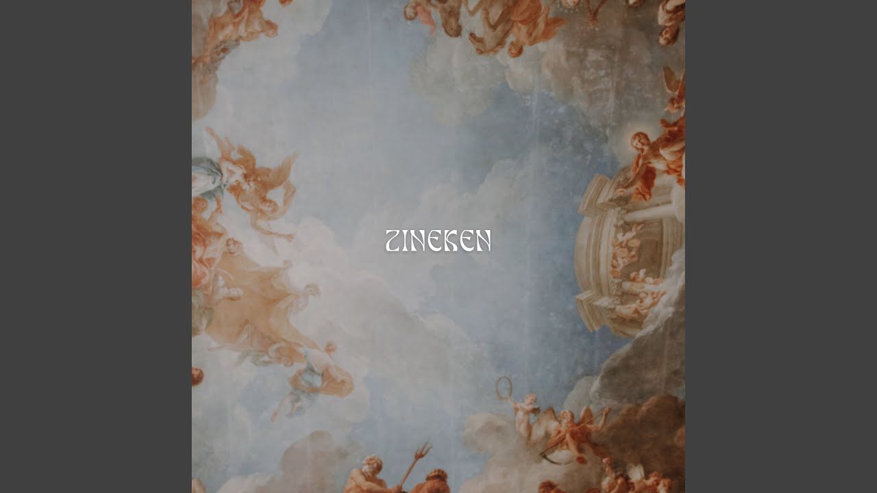 The album cover for Zingosen, which features a painting of clouds and cherubs. - Angels