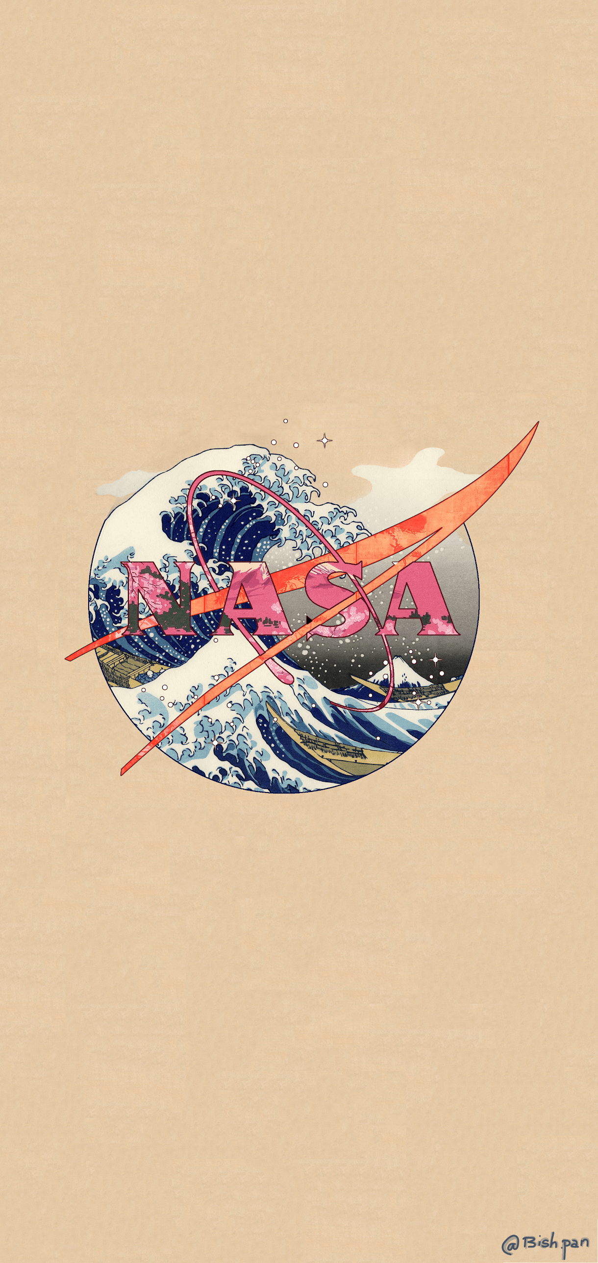 Nasa and The Great Wave aesthetic wallpaper iphone