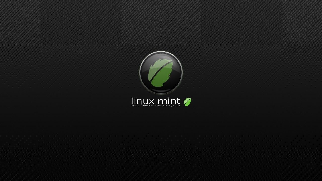 Linux Mint wallpaper with logo on a black background - 2000s
