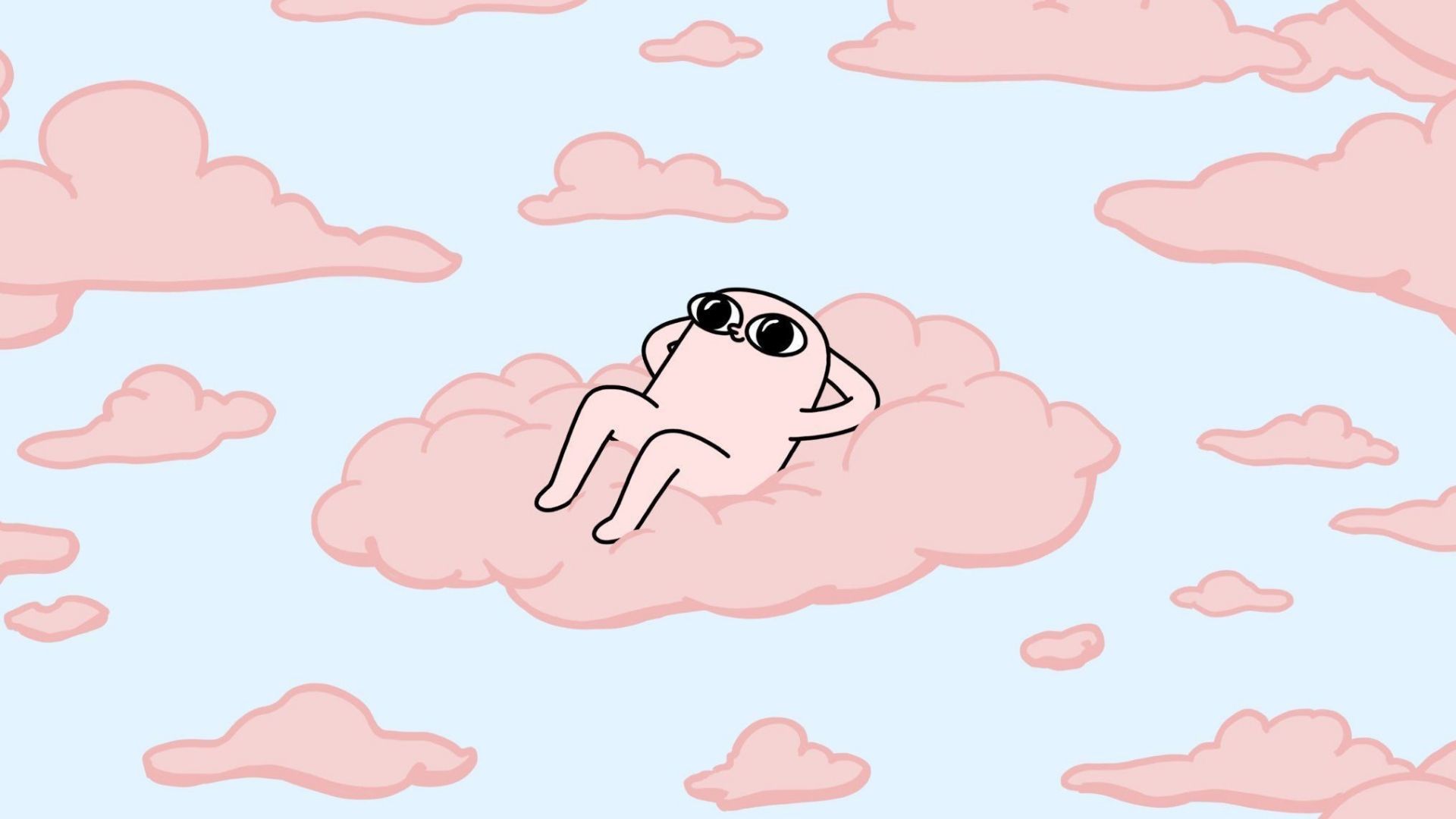 A cartoon character is sitting on top of clouds - 2000s