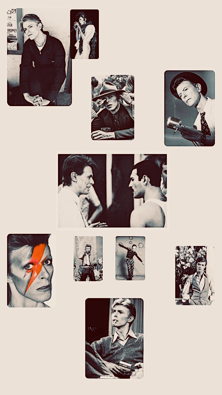 A collage of David Bowie throughout his career. - David Bowie