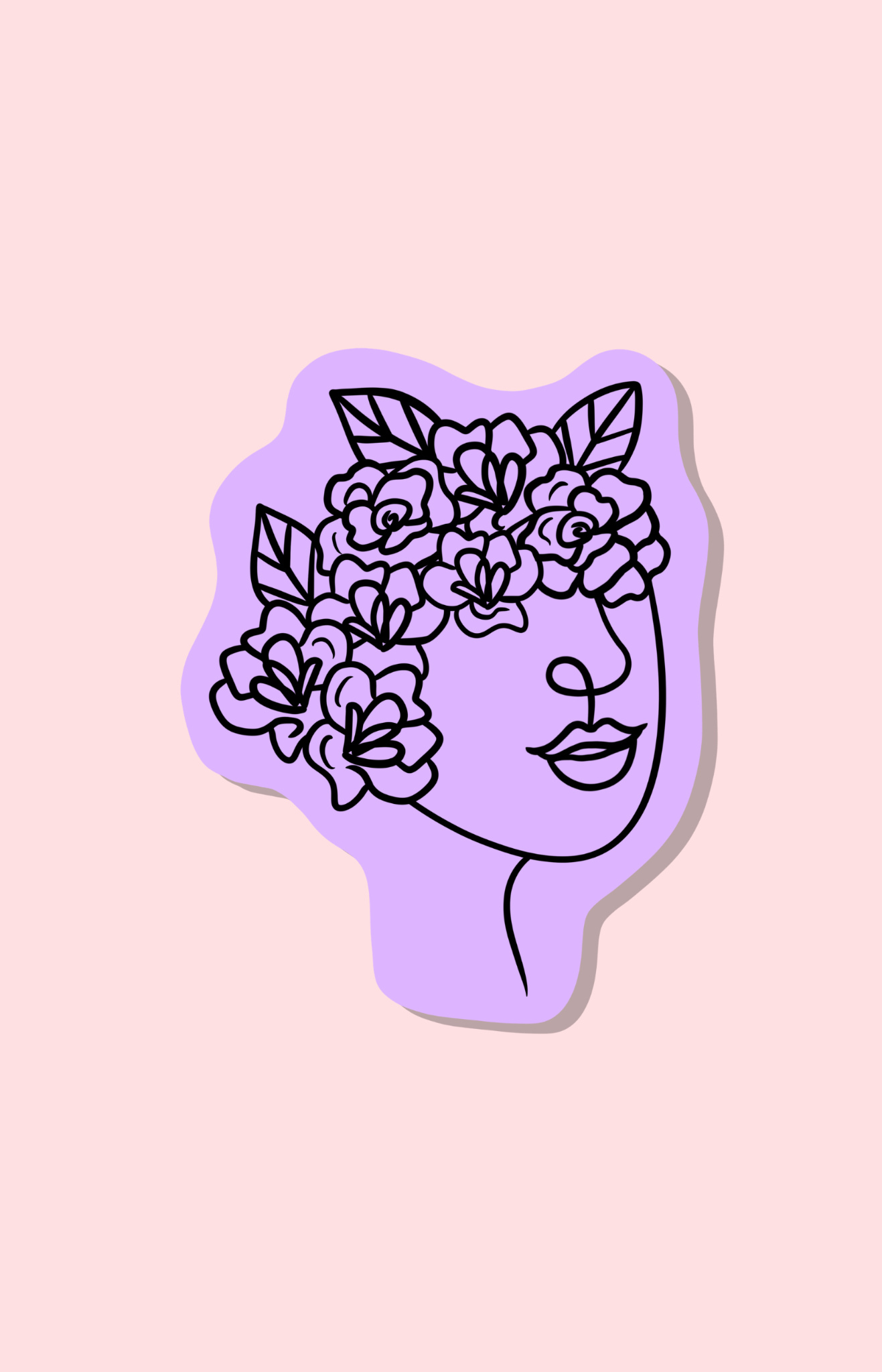 A sticker with a woman's face surrounded by flowers - Kali Uchis