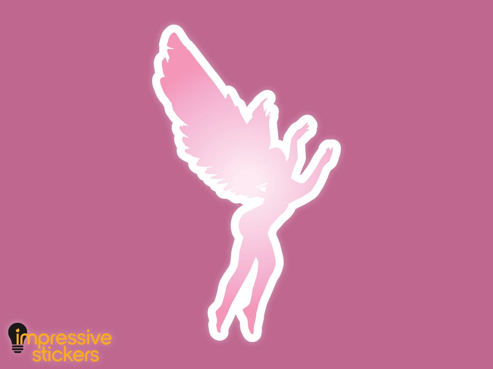 A pink sticker of a fairy in flight on a pink background - Kali Uchis