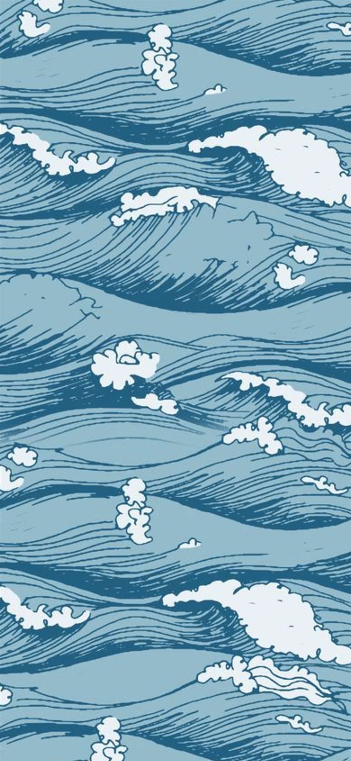 A blue and white pattern with waves - Wave