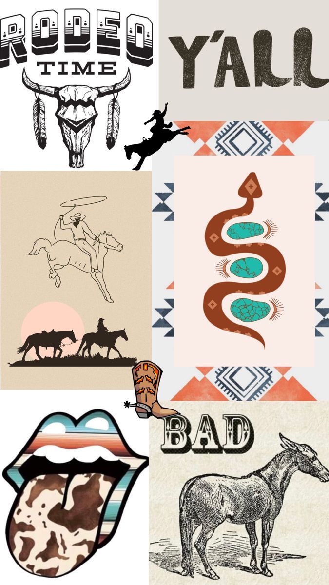 A collage of different images with the word yall - Cowgirl