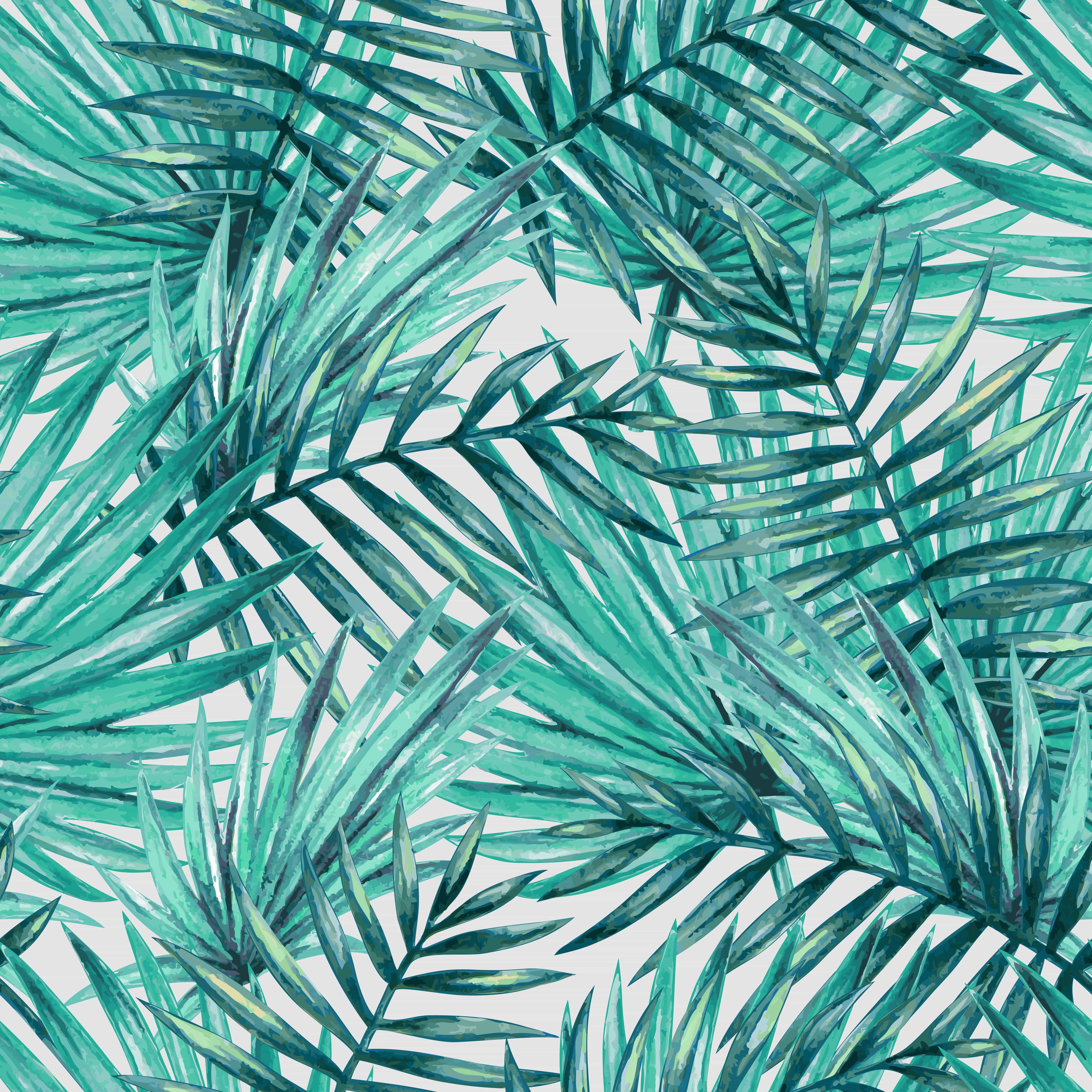 A seamless pattern of tropical palm leaves - Tropical, watercolor, leaves