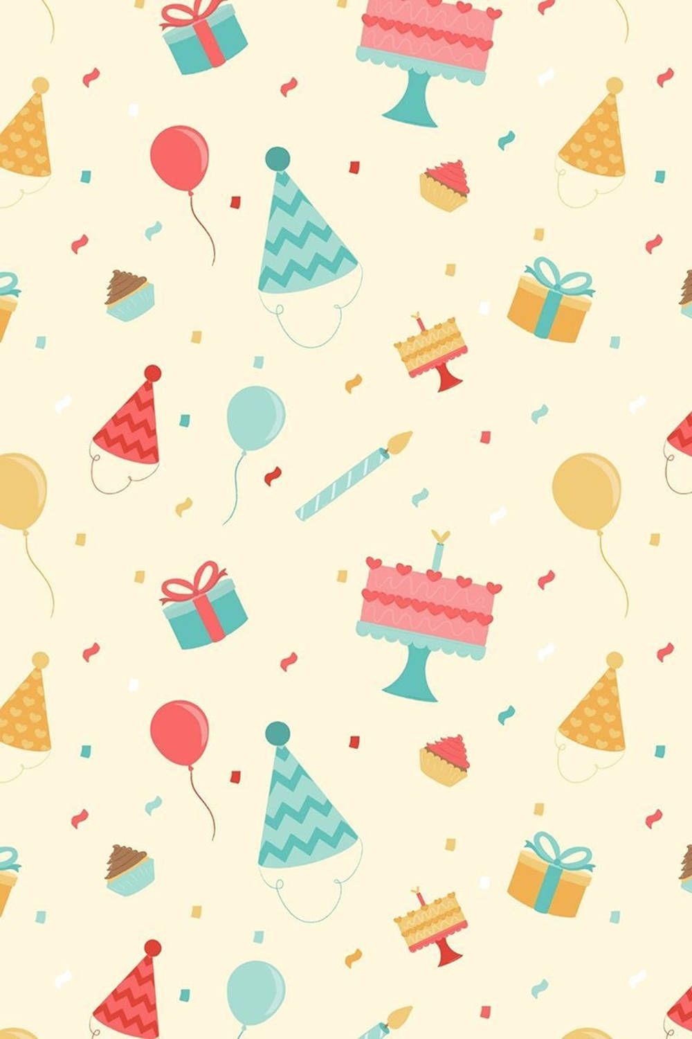 A pattern of birthday party decorations - Birthday