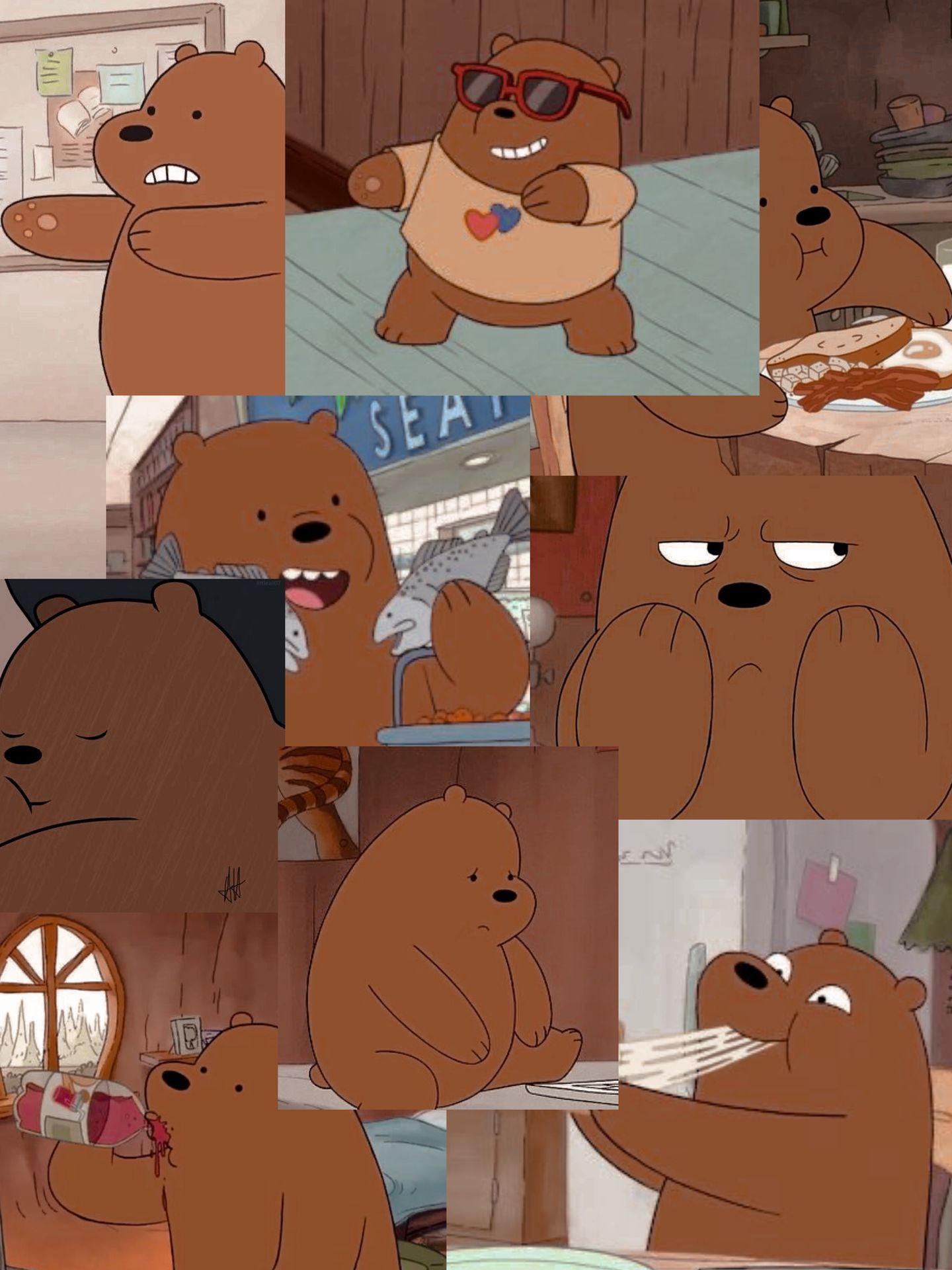 A collage of pictures that are all the same - We Bare Bears