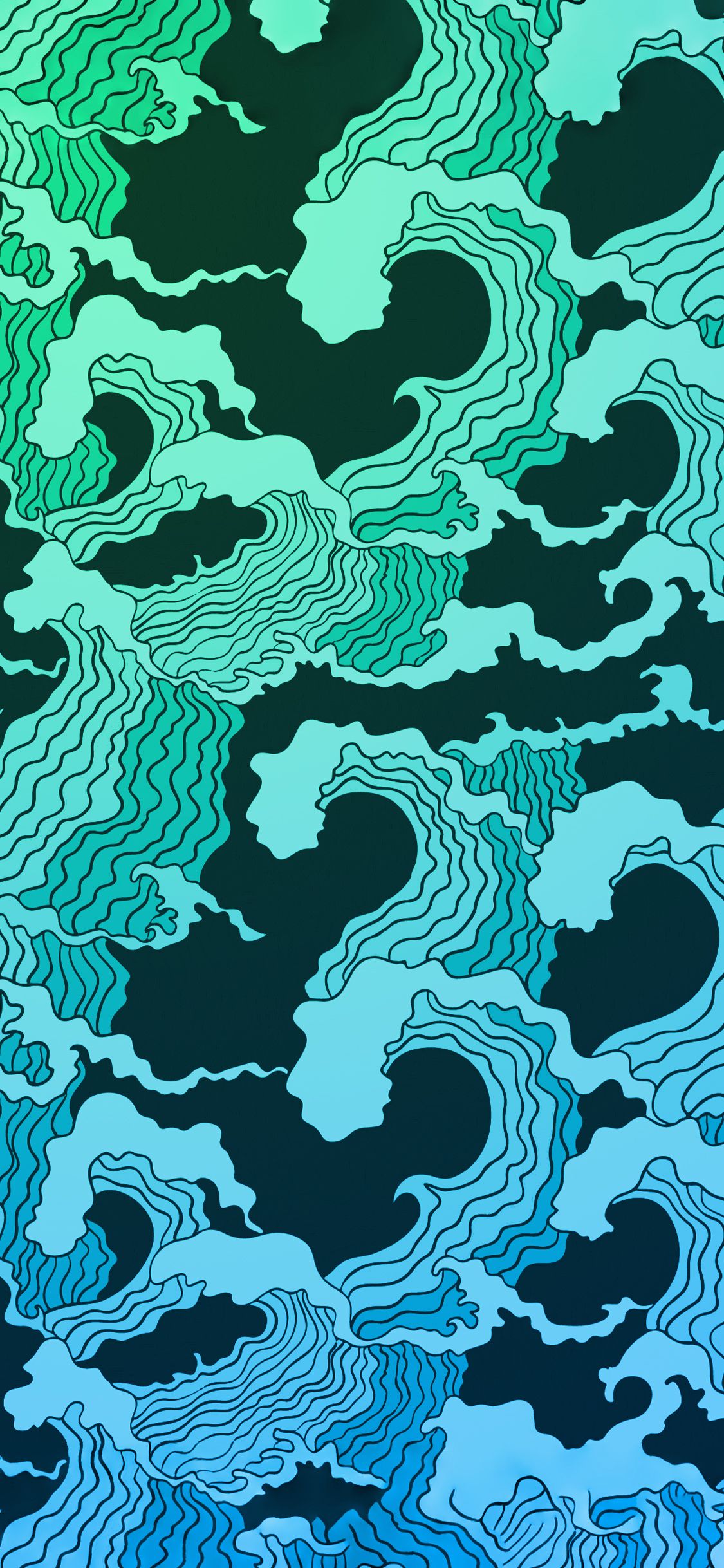 A blue and green pattern with waves - Wave