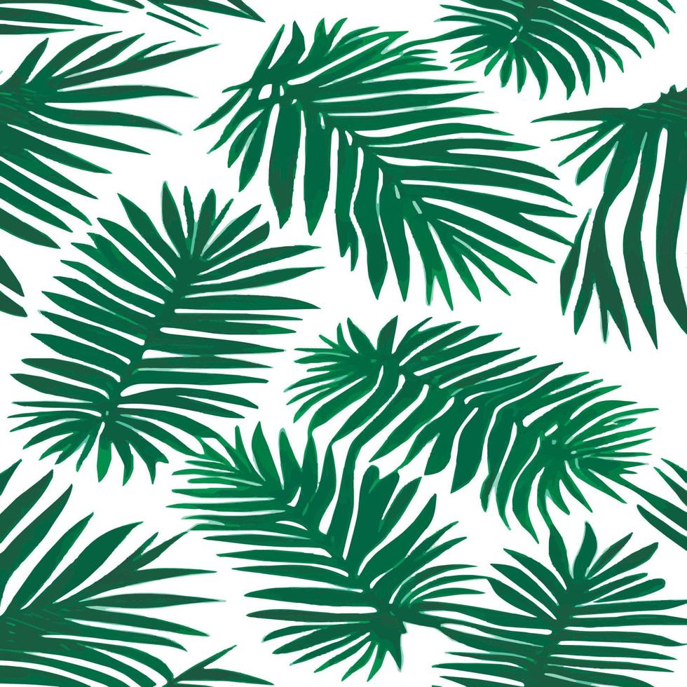 Jungle vector illustration with tropical leaves patern. Trendy summer print. Exotic seamless pattern. turquoise and green tropical leaves. Exotic jungle wallpaper