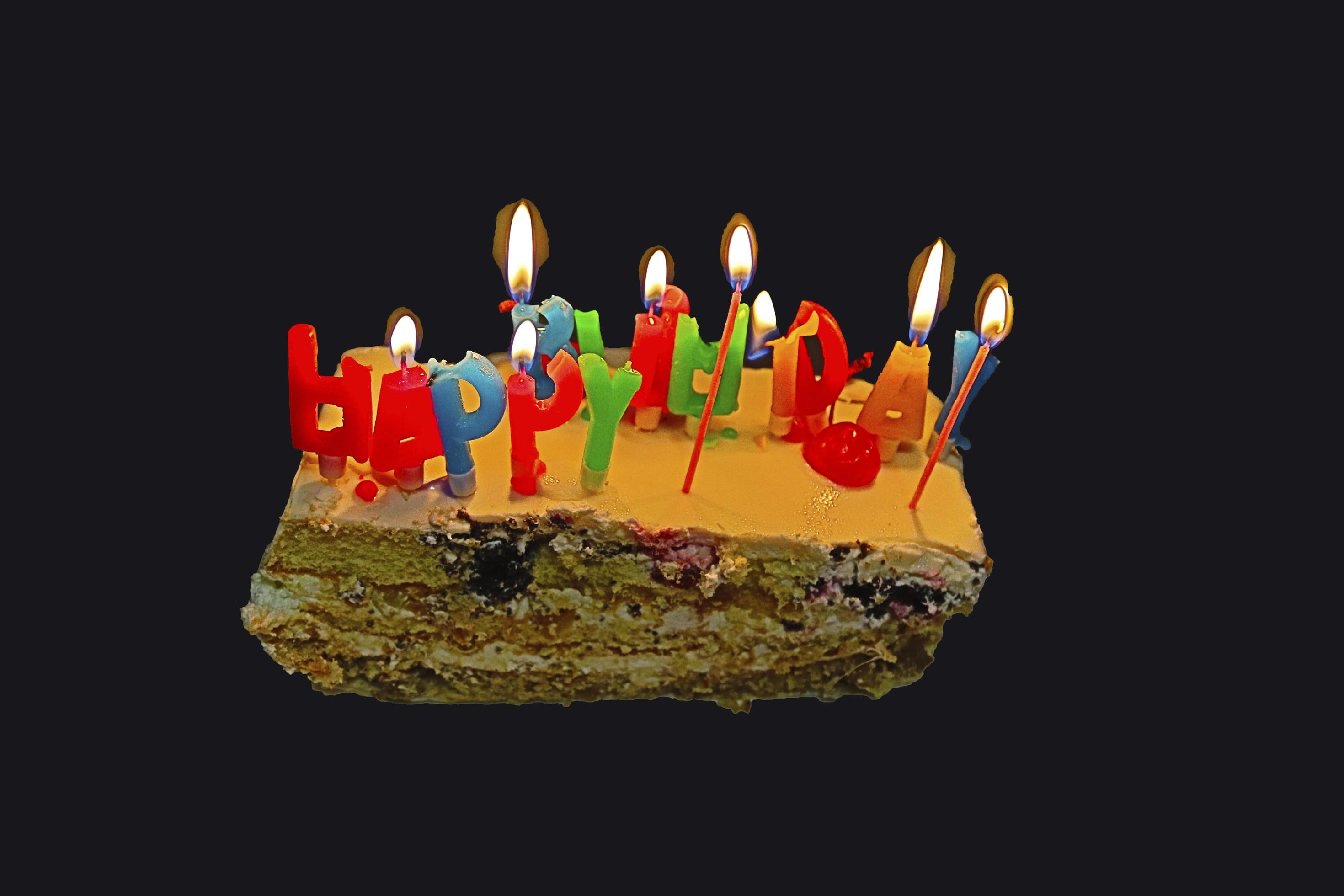 A cake with candles on it is shown - Birthday