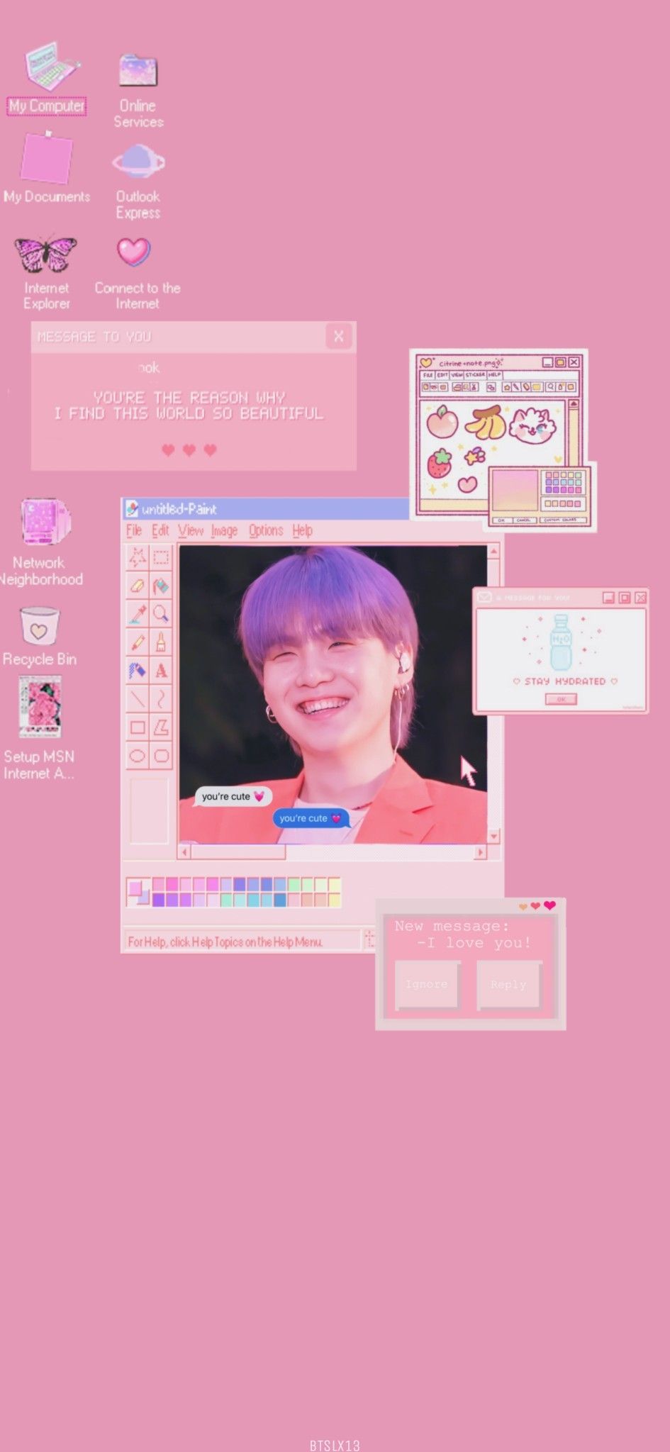 Pink aesthetic phone background with bts v - Soft pink