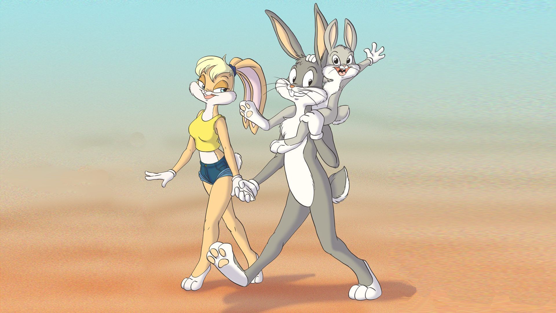 Bugs Bunny and Lola Bunny walking on the beach - Bugs Bunny