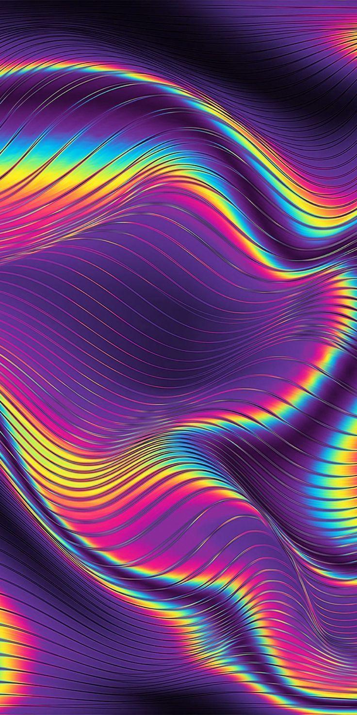 A wave of colorful lines on a black background - Bright