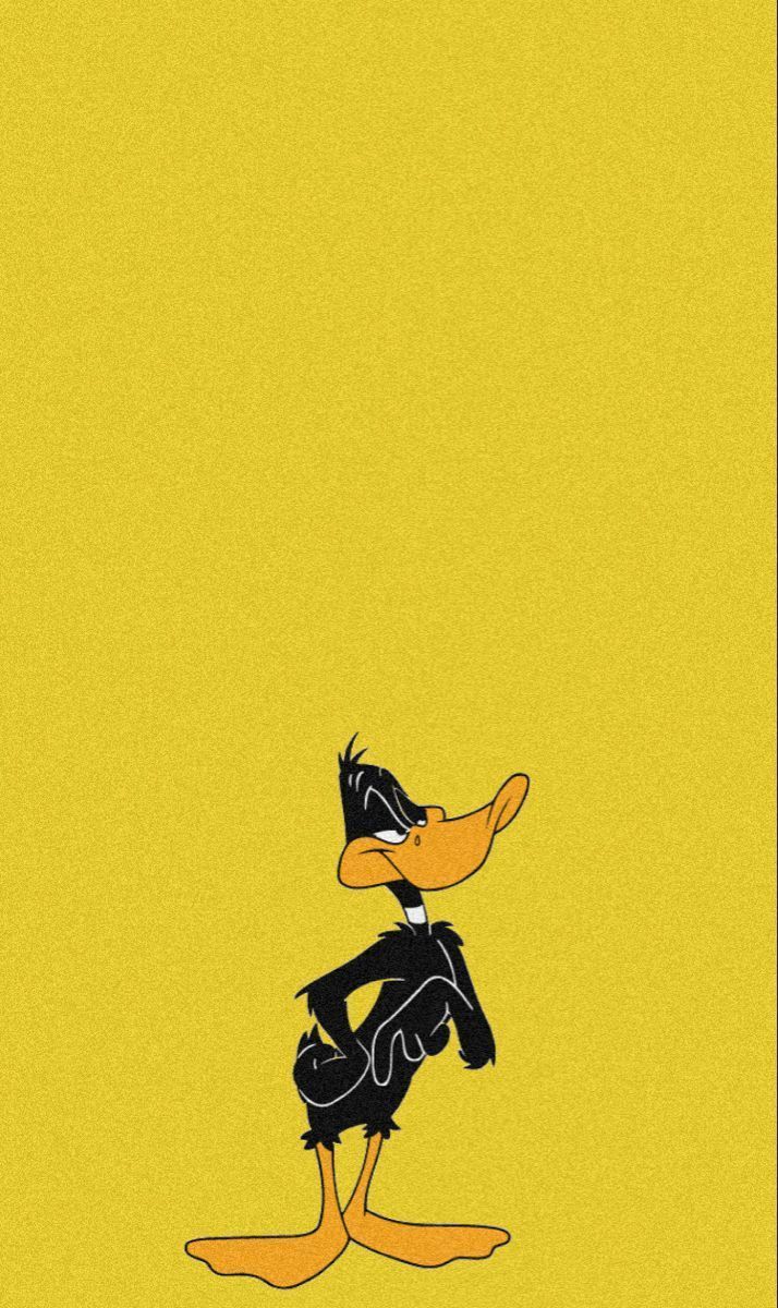The duck from looney tunes on a yellow background - Bugs Bunny, Looney Tunes