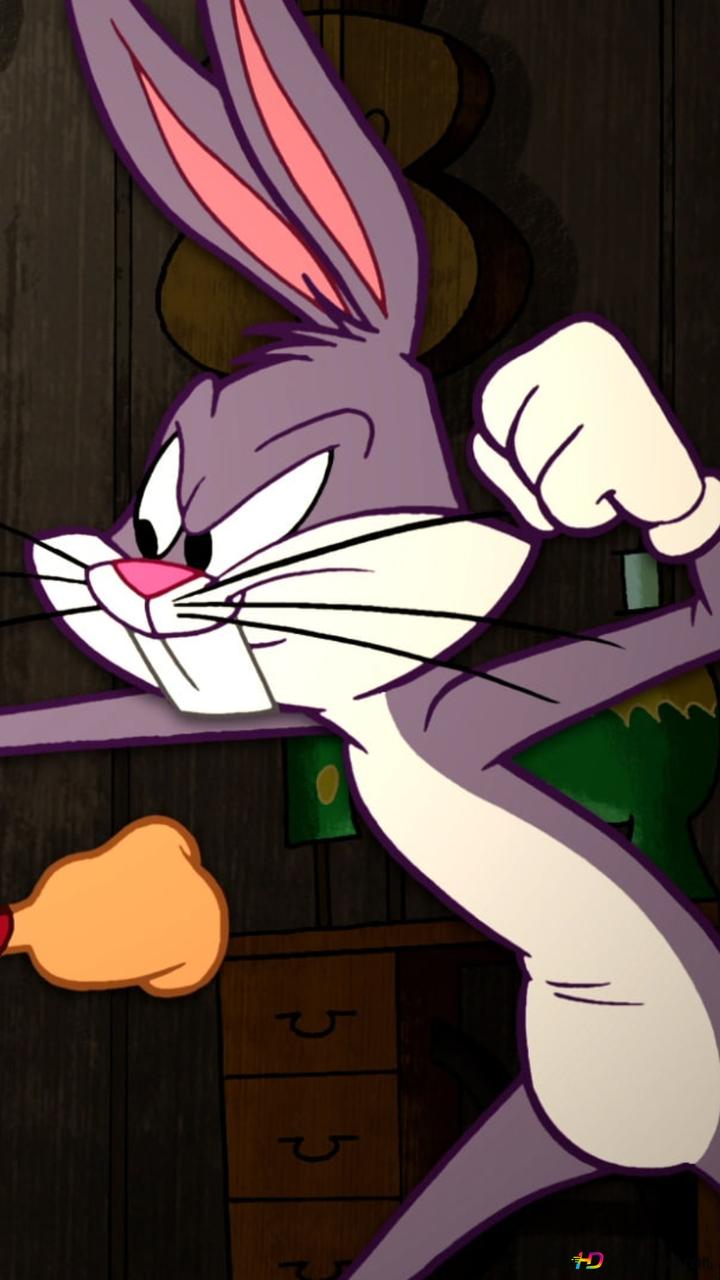 The cartoon character is holding a chicken - Bugs Bunny, Looney Tunes