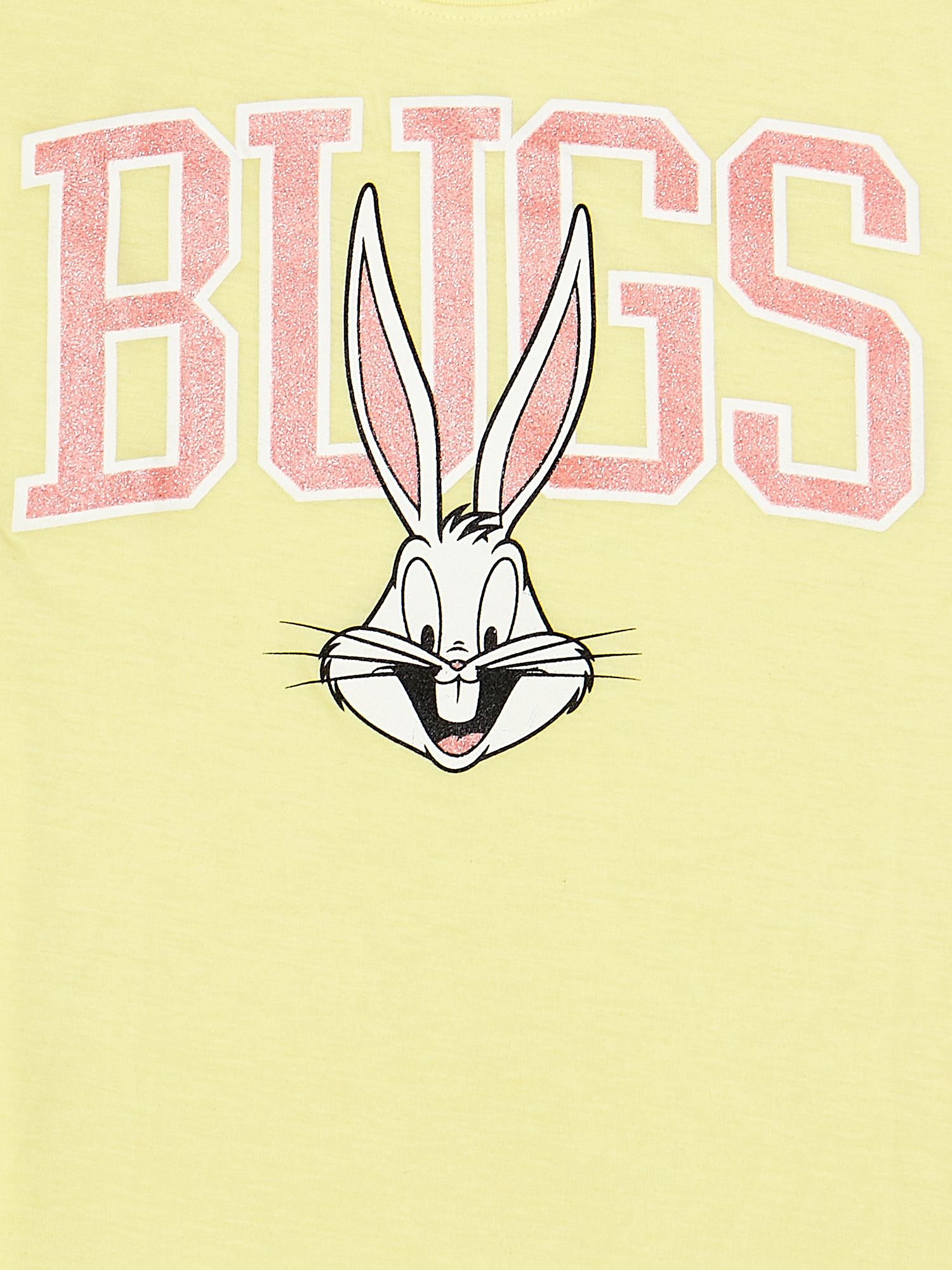 A yellow t - shirt with the word bugs on it - Bugs Bunny