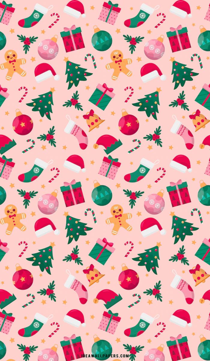 A seamless pattern of christmas decorations - Bright