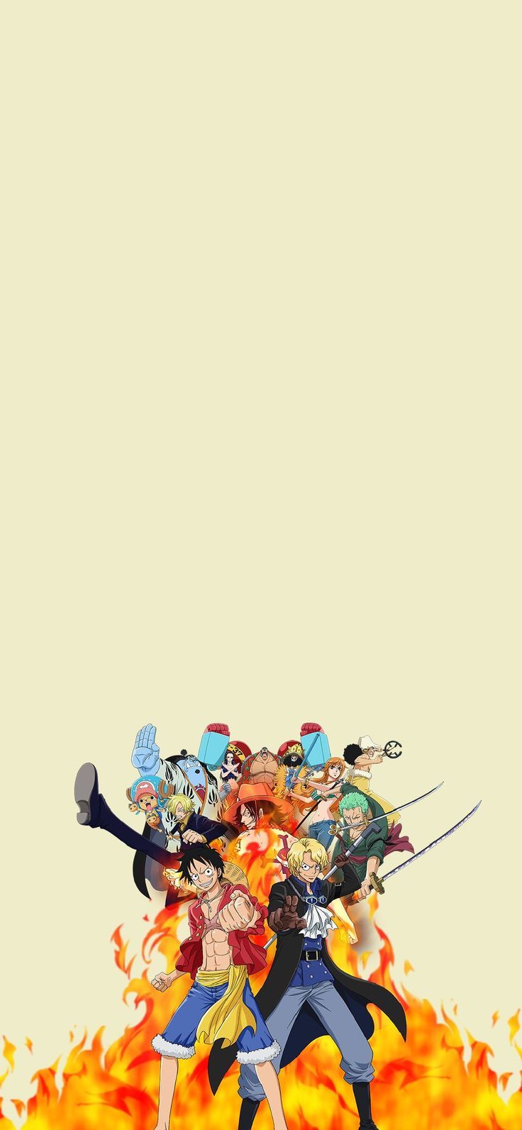 Anime wallpaper, one piece, fire, luffy, nami, sanji, zoro, chopper, boa, ace, sabo - One Piece