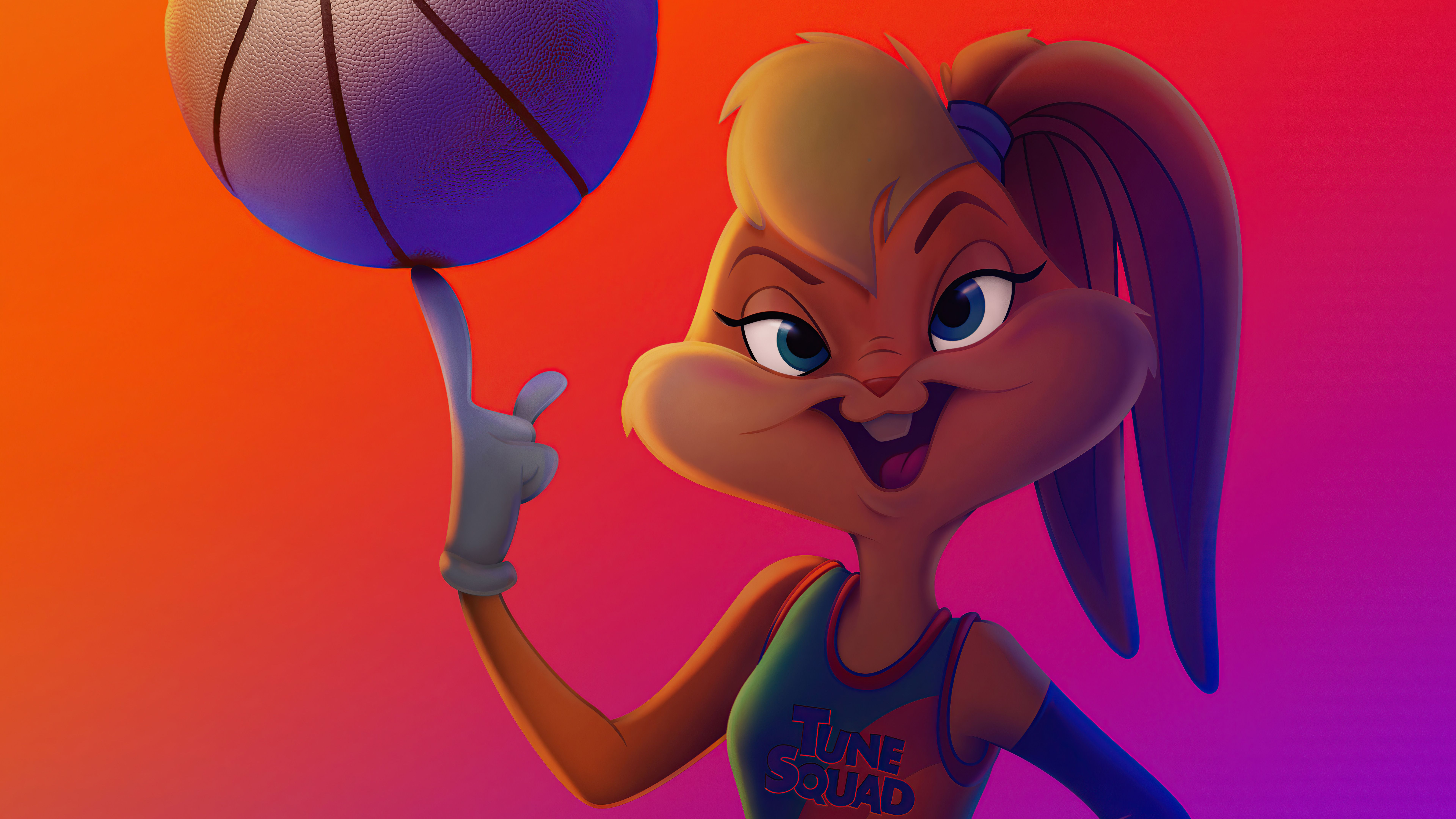 A cartoon character holding up an orange basketball - Bugs Bunny