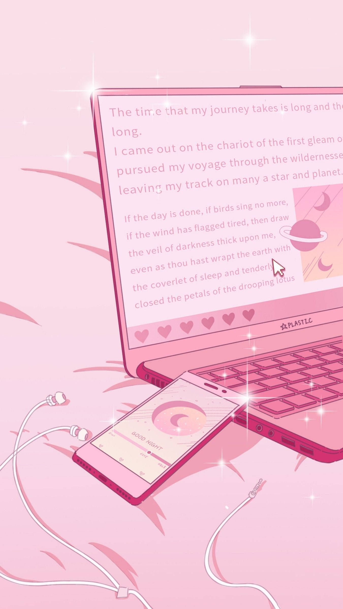 Download Aesthetic Pink Anime Laptop And Phone Wallpaper