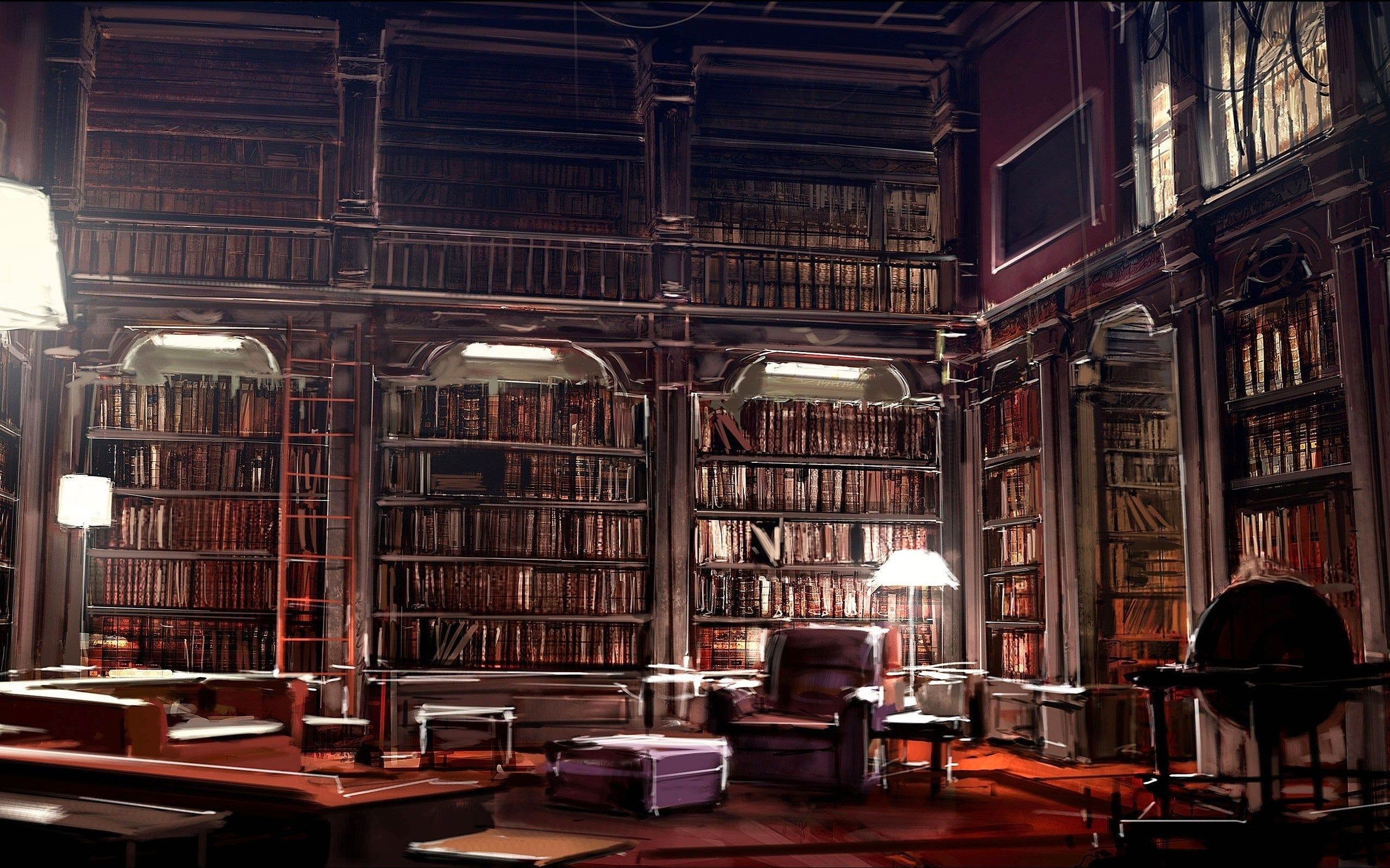 A room with many books and chairs - Library