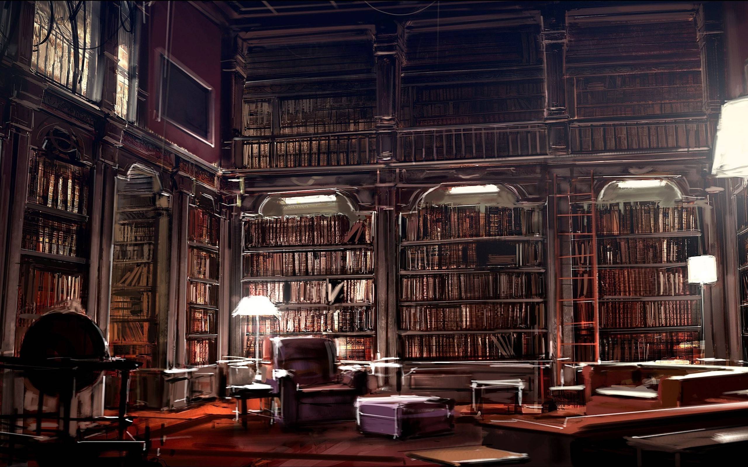 A room with bookshelves full of books - Library