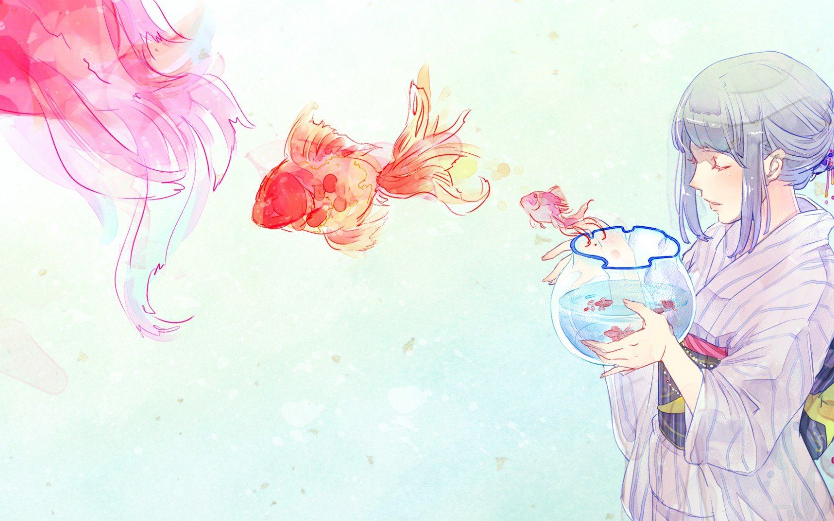 girl, Anime, Aquarium, Drawing, Art Wallpaper HD / Desktop and Mobile Background