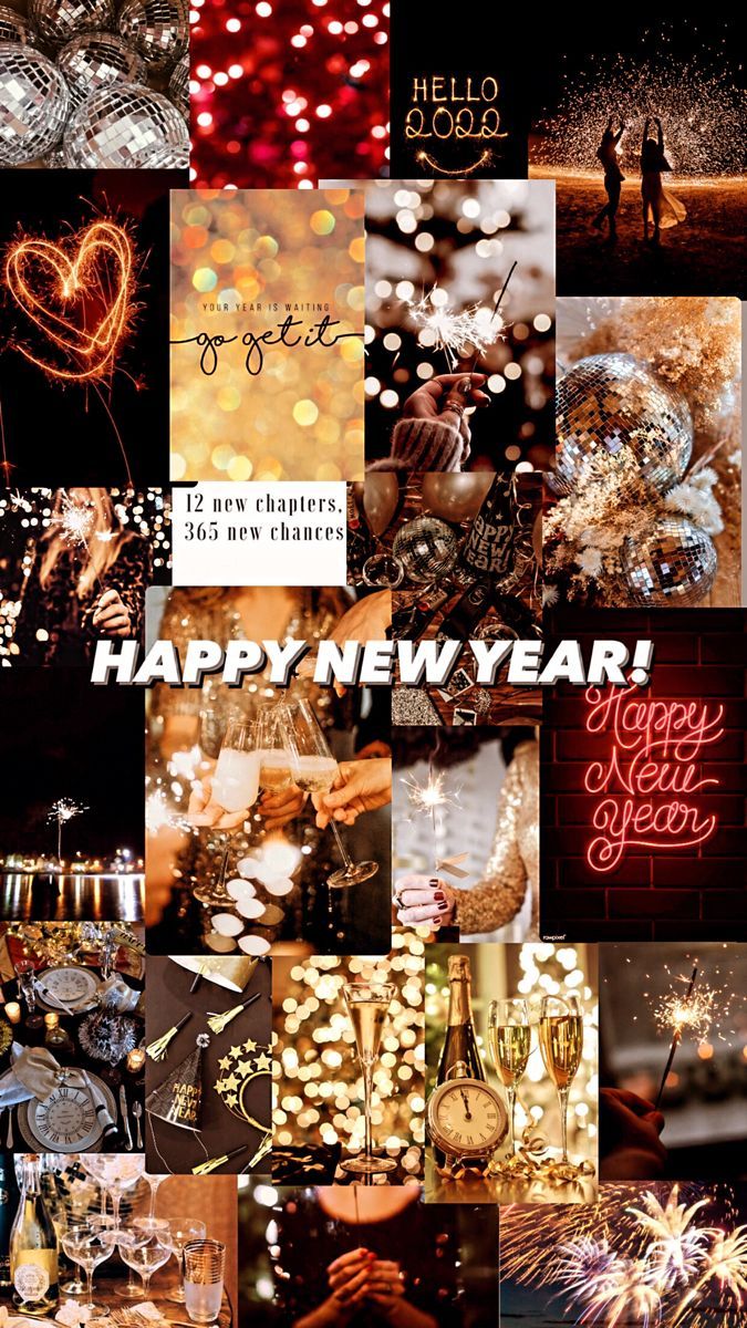 A collage of pictures with the words happy new year - New Year