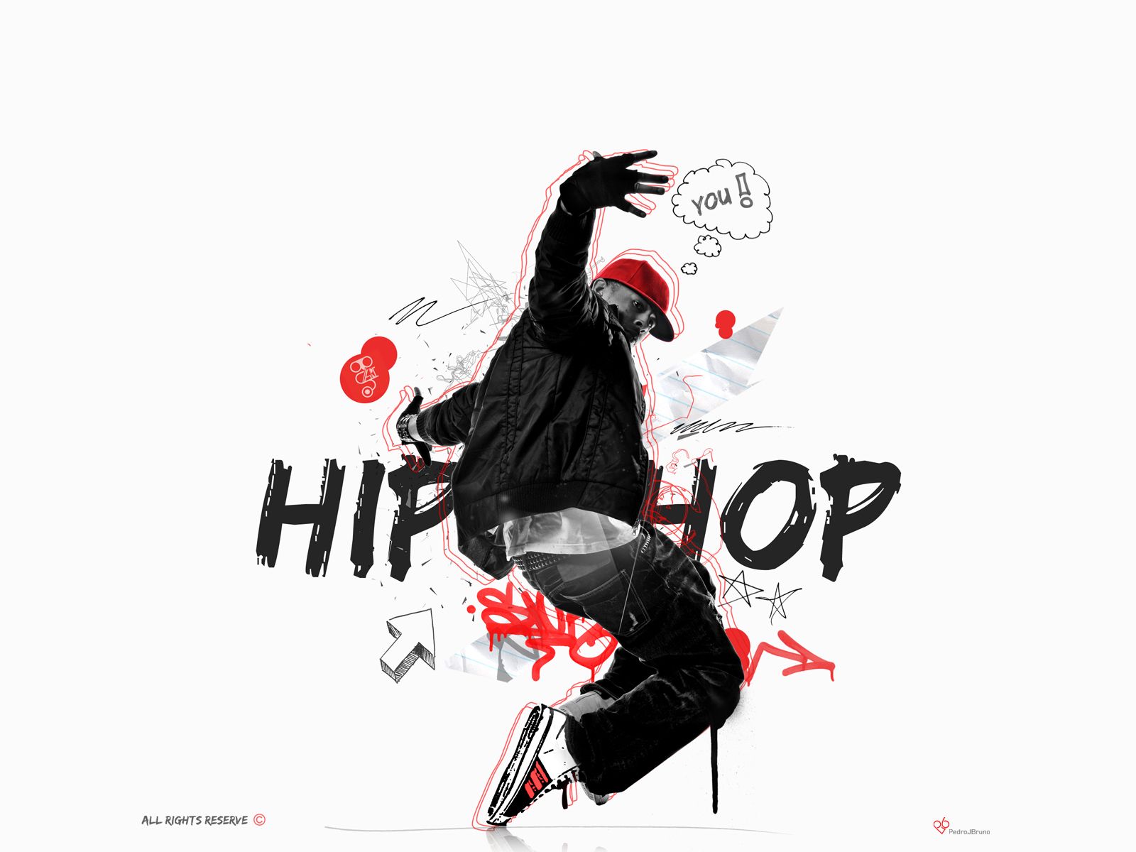 A hip hop wallpaper of a man in a red hat dancing. - Dance