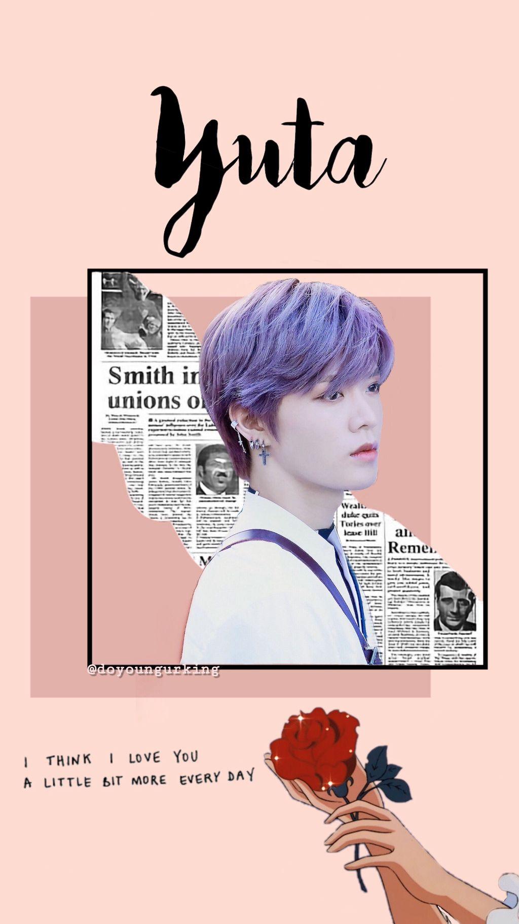 A poster with the words yuta and an image of flowers - NCT