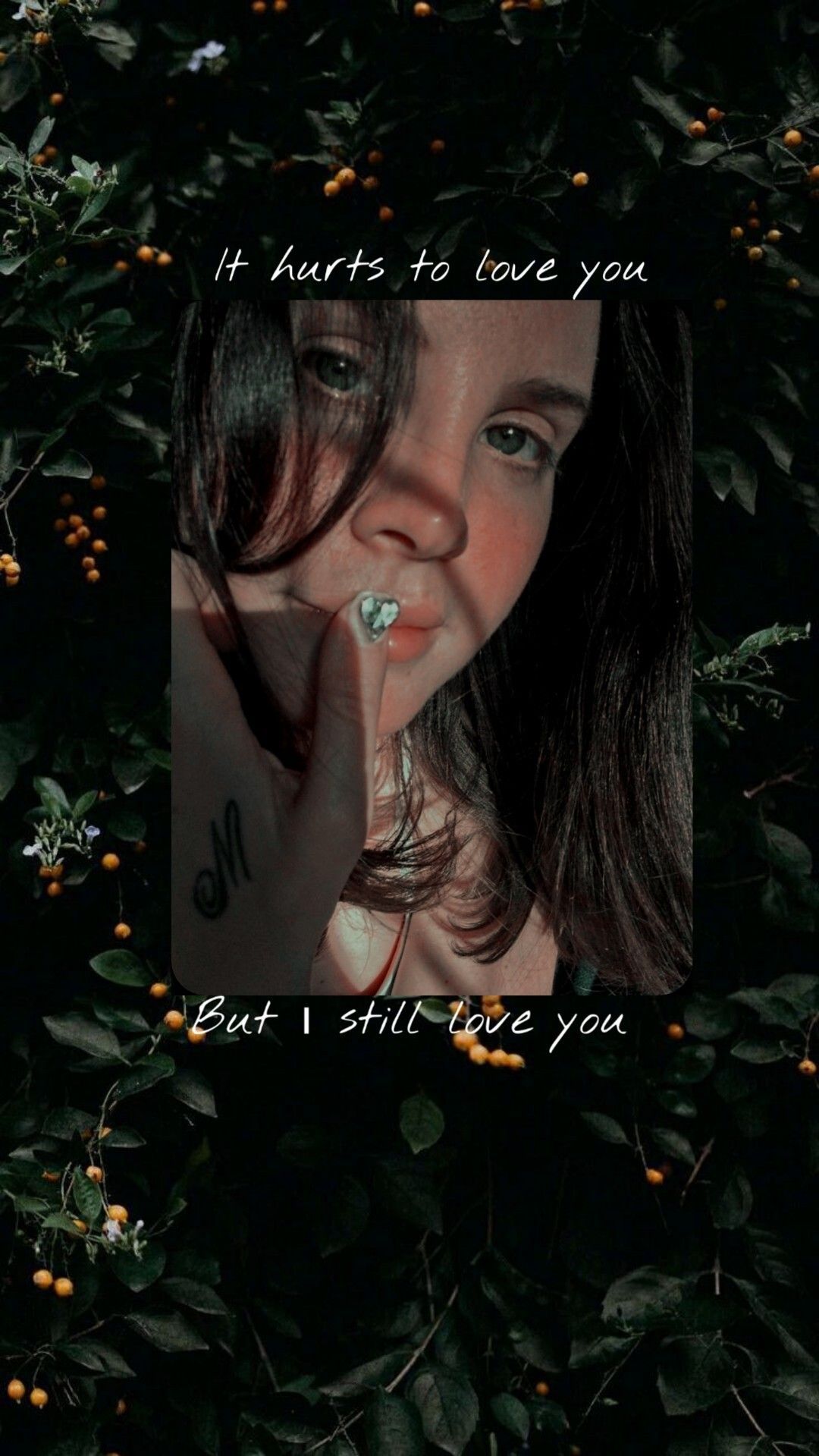 Aesthetic wallpaper of a girl with a quote. - Lana Del Rey
