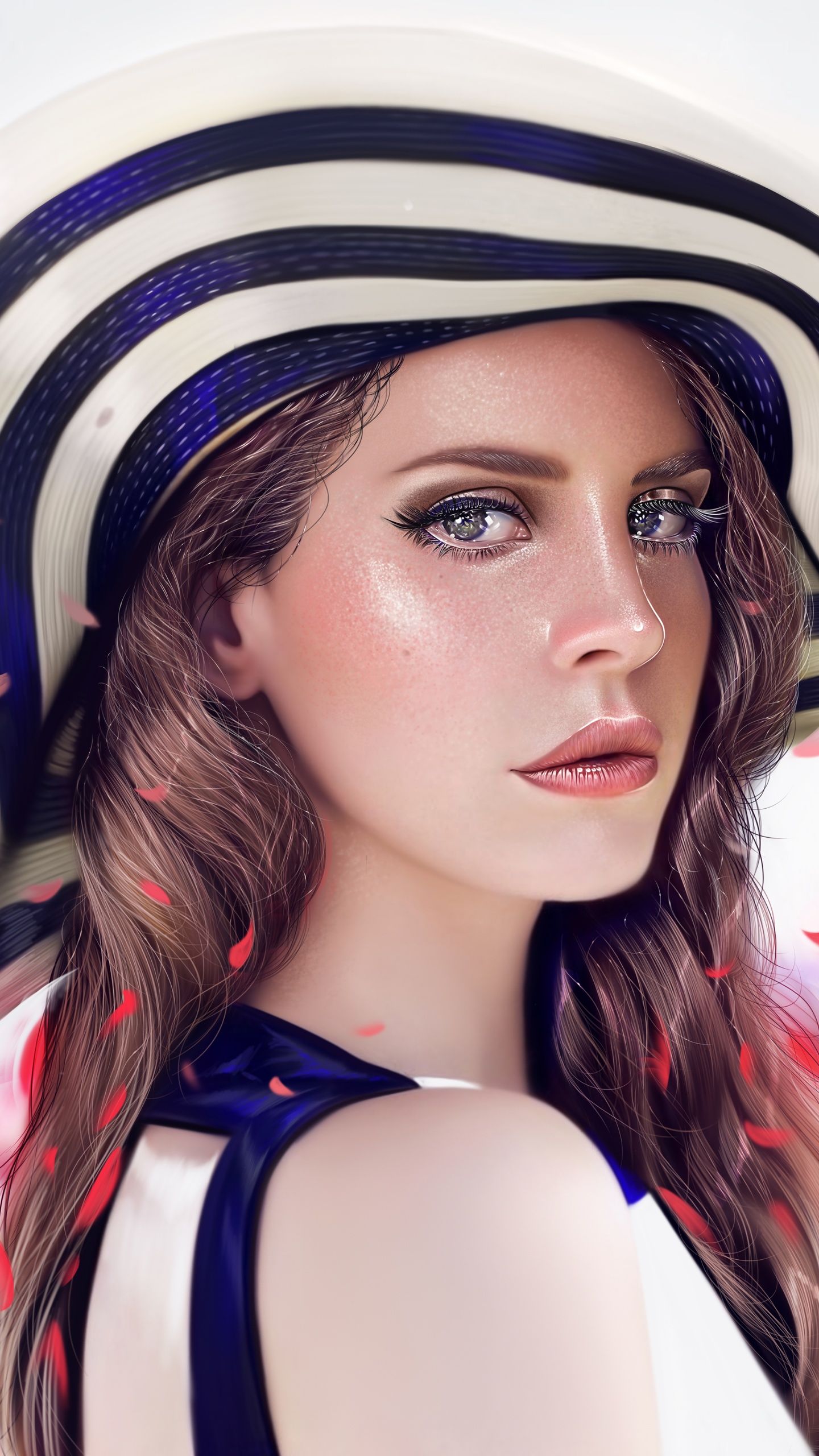 A beautiful girl with a hat and blue eyes. - Lana Del Rey