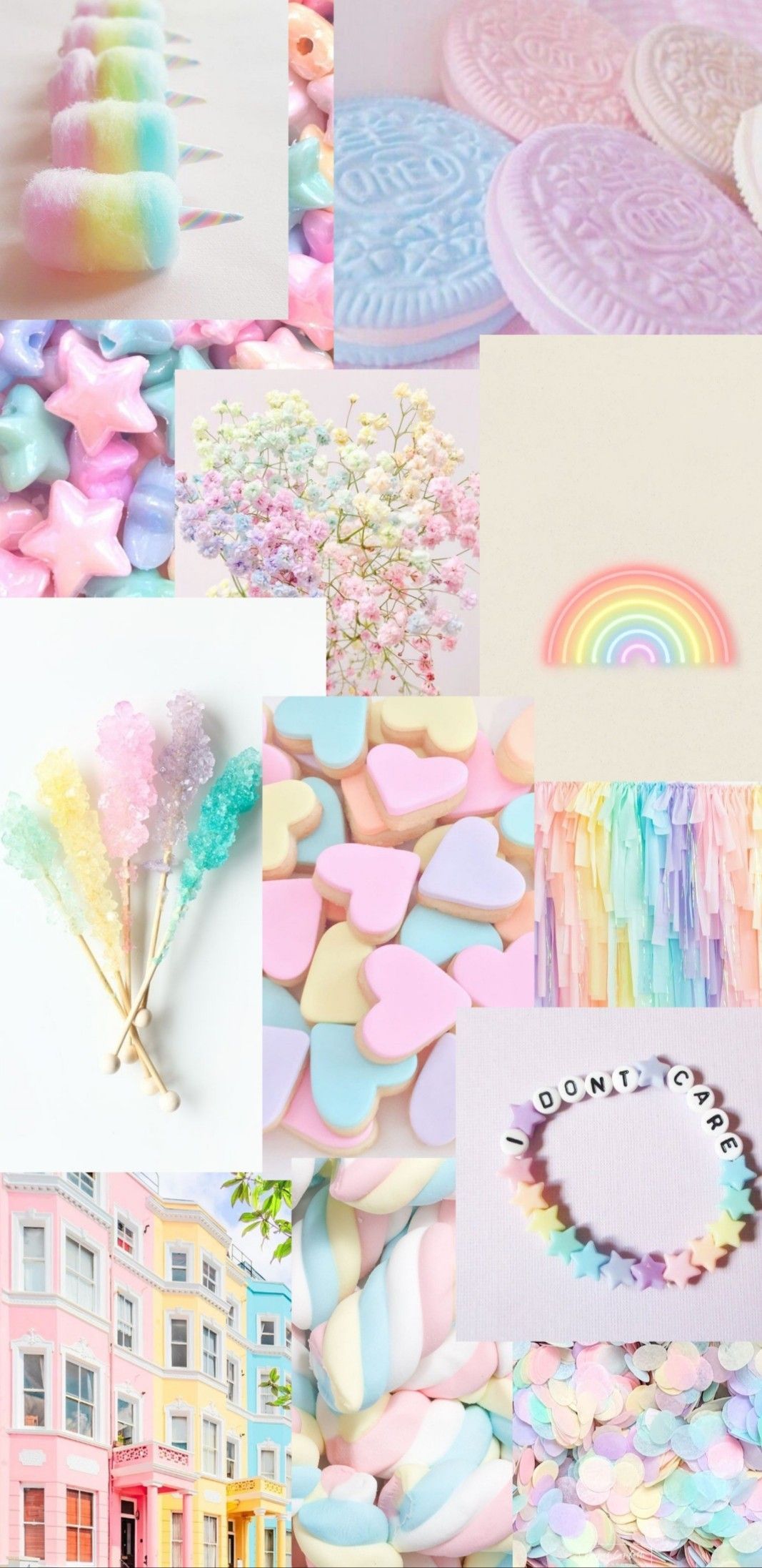 A collage of pictures with different colors - Colorful, pastel rainbow