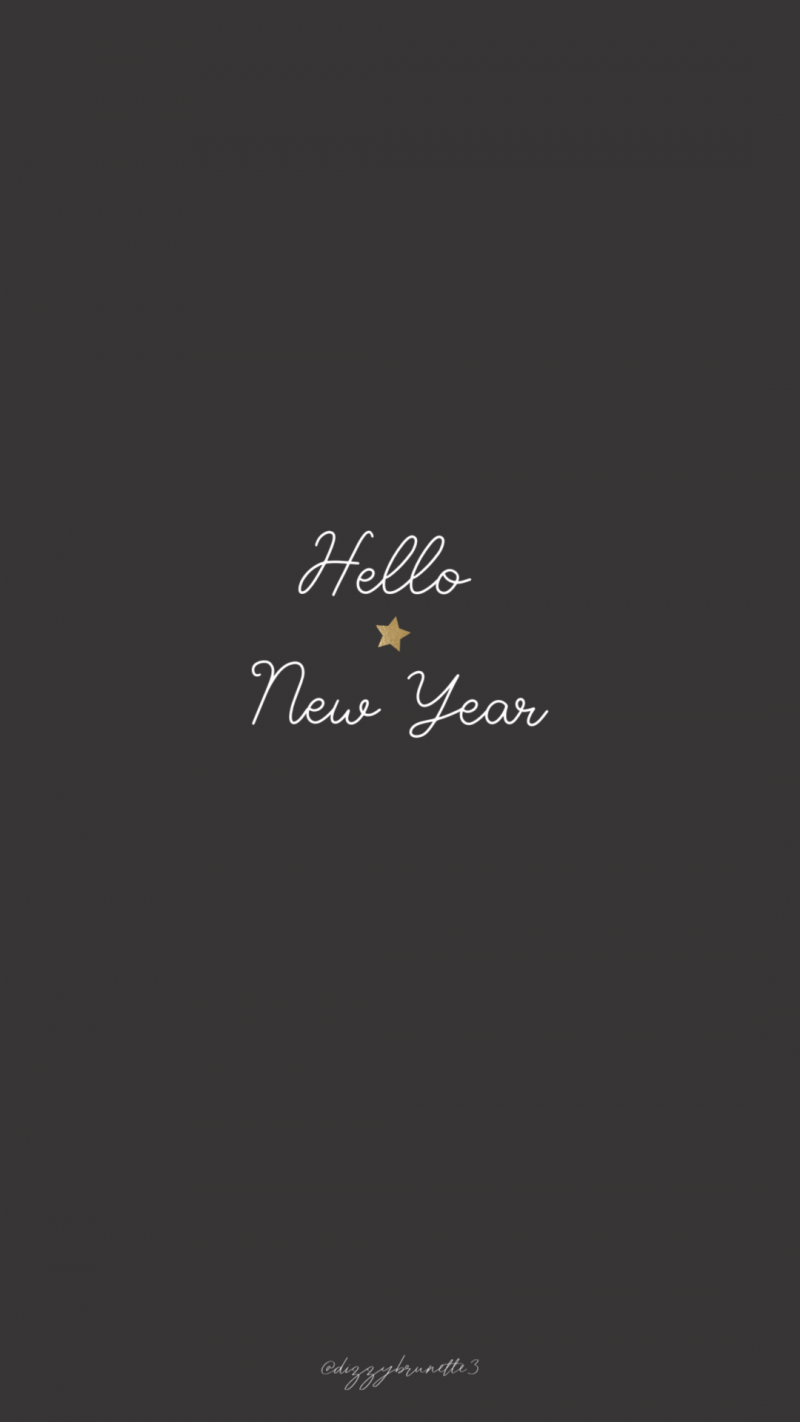 A black and white card with the words hello new year - New Year