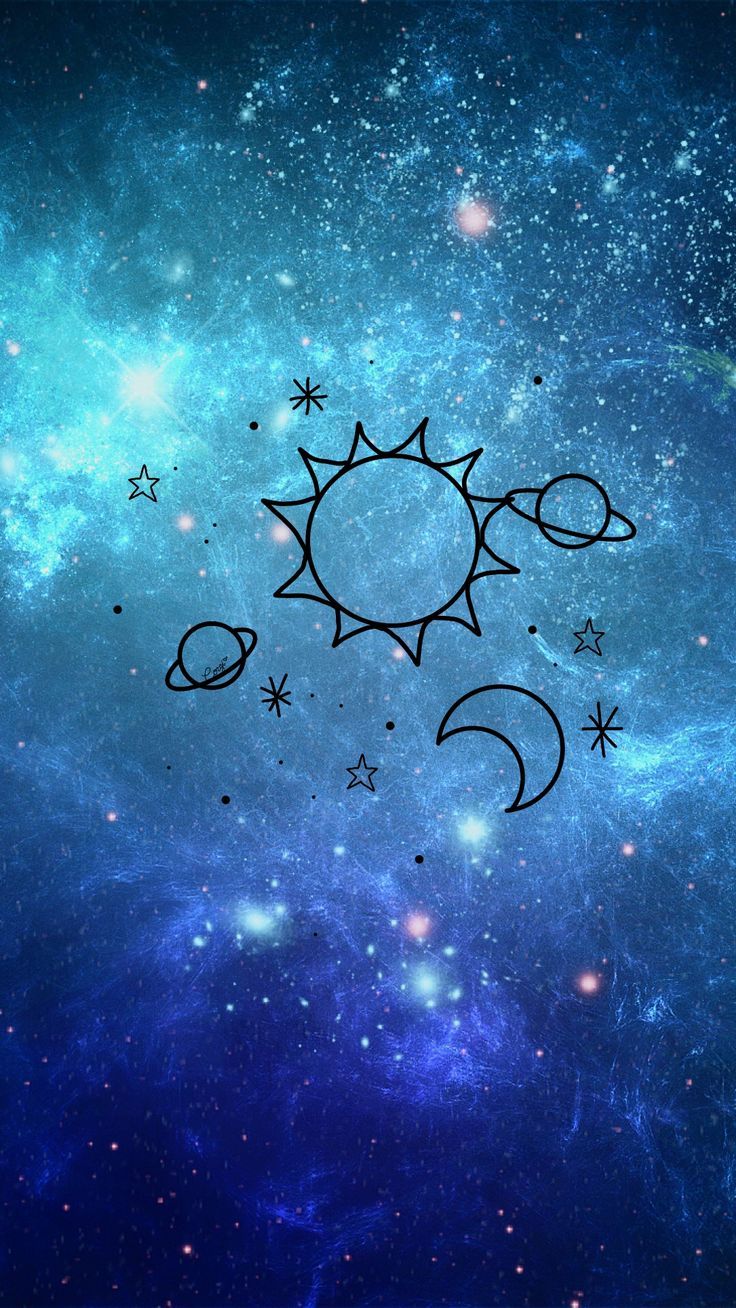 Aesthetic wallpaper of the sun, moon, and stars - Galaxy
