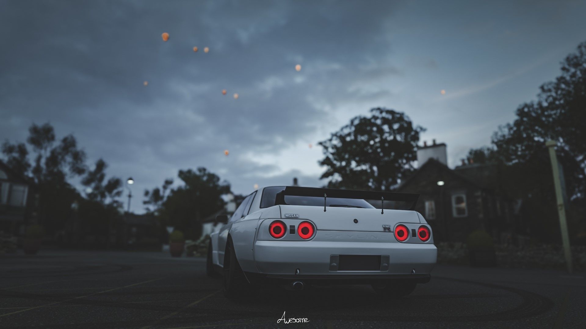 A car is parked in the street - JDM, Nissan Skyline