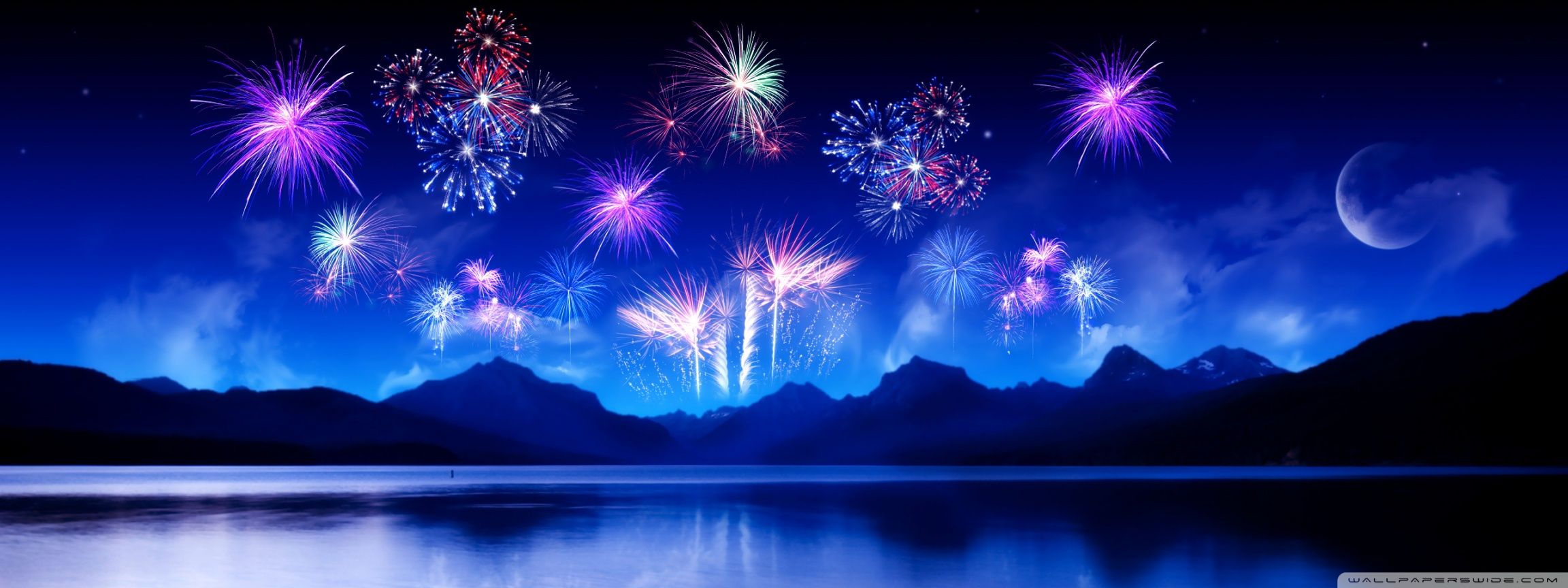 Fireworks in the night sky wallpaper 1920x1080 - New Year