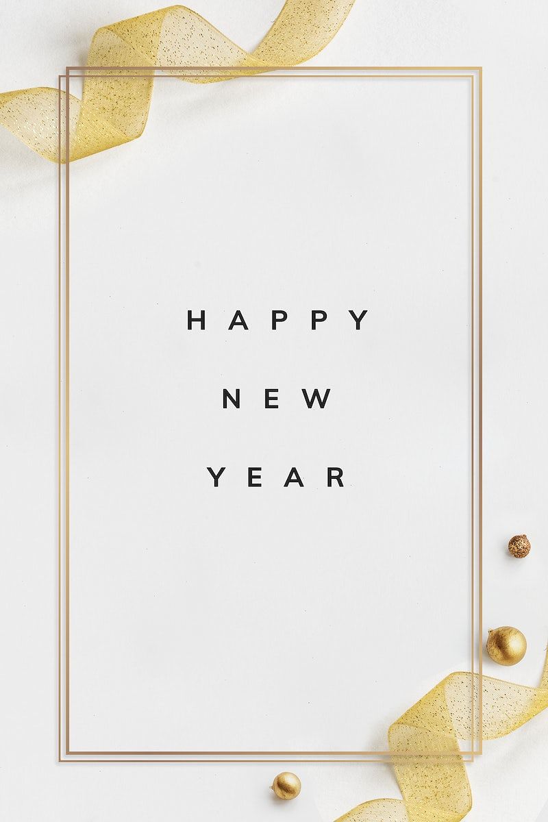 Happy New Year greeting card with a golden frame - New Year
