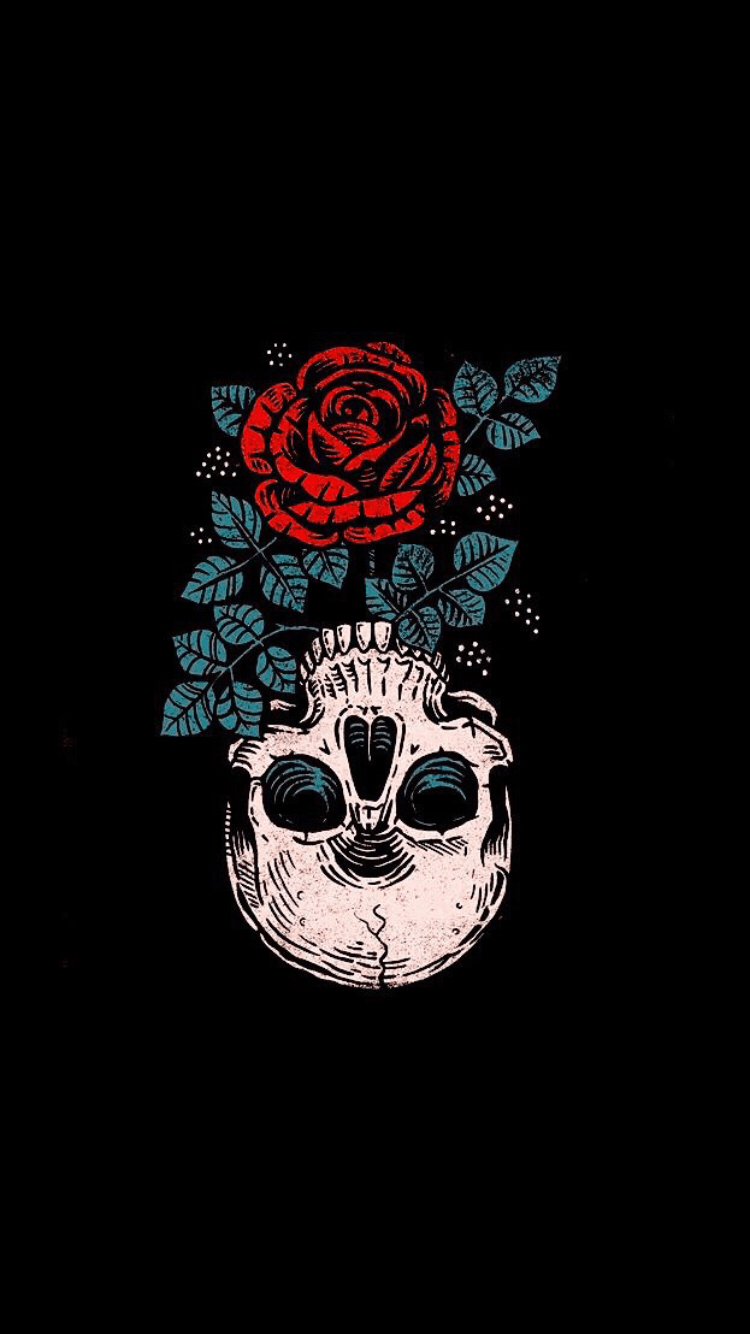 A skull with roses and leaves on it - Skull