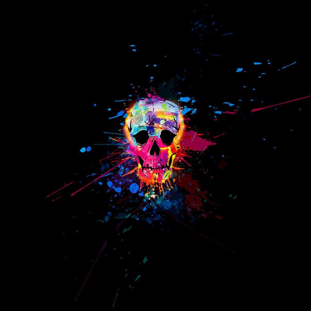 A skull with colorful splashes on it - Skull